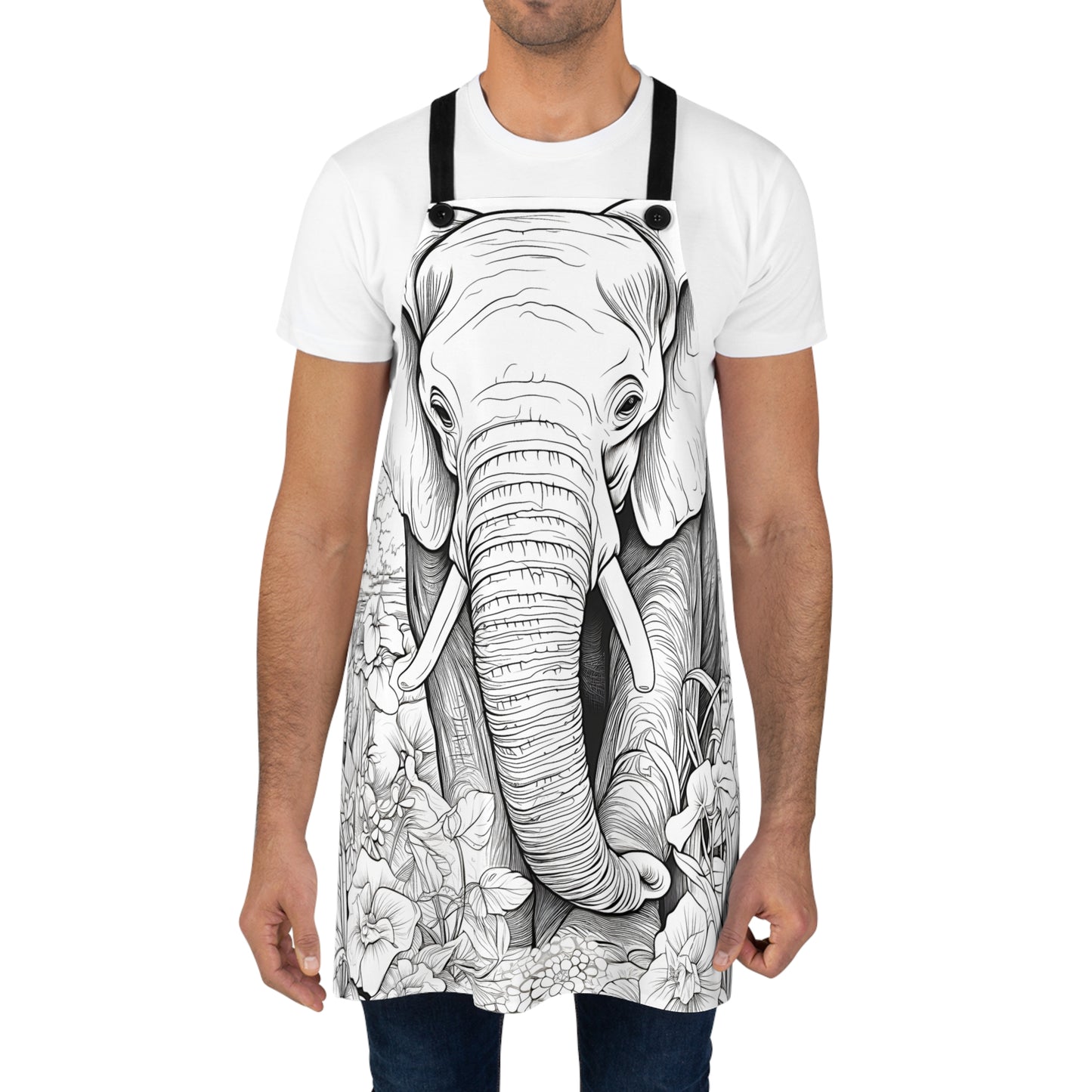 Apron Coloring Kit with 10 Fabric Markers - Elephant in Nature