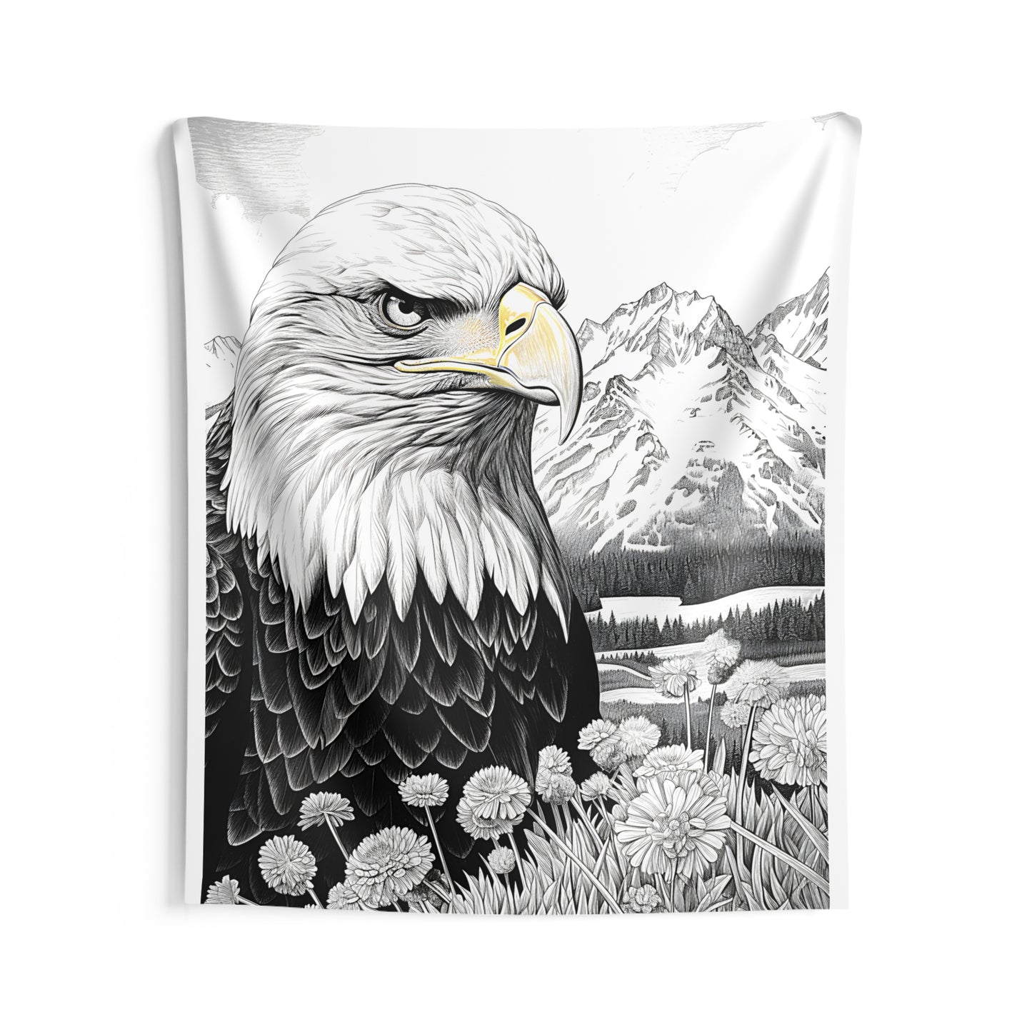 Indoor Wall Tapestries Coloring Kit with 10 Fabric Markers - Bald Eagle