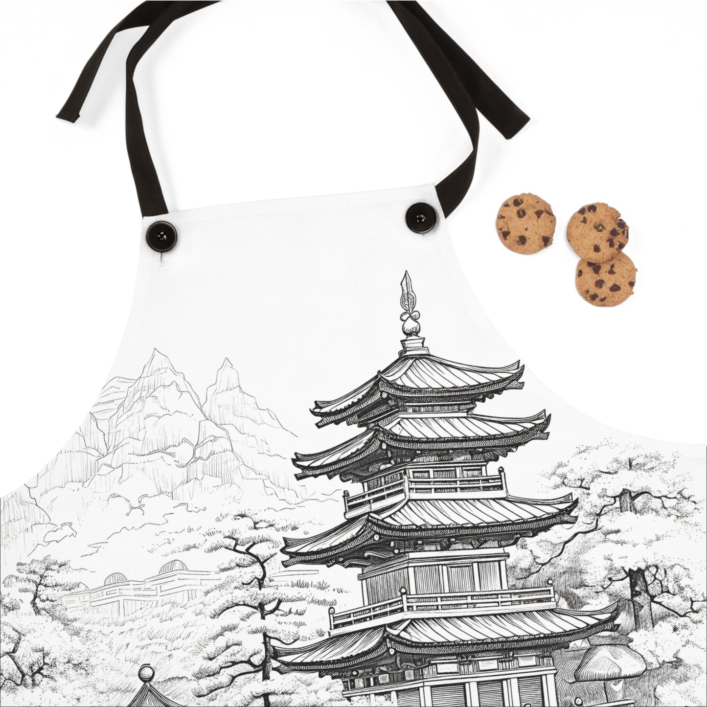 Apron Coloring Kit with 10 Fabric Markers - Traditional Japanese Pagoda