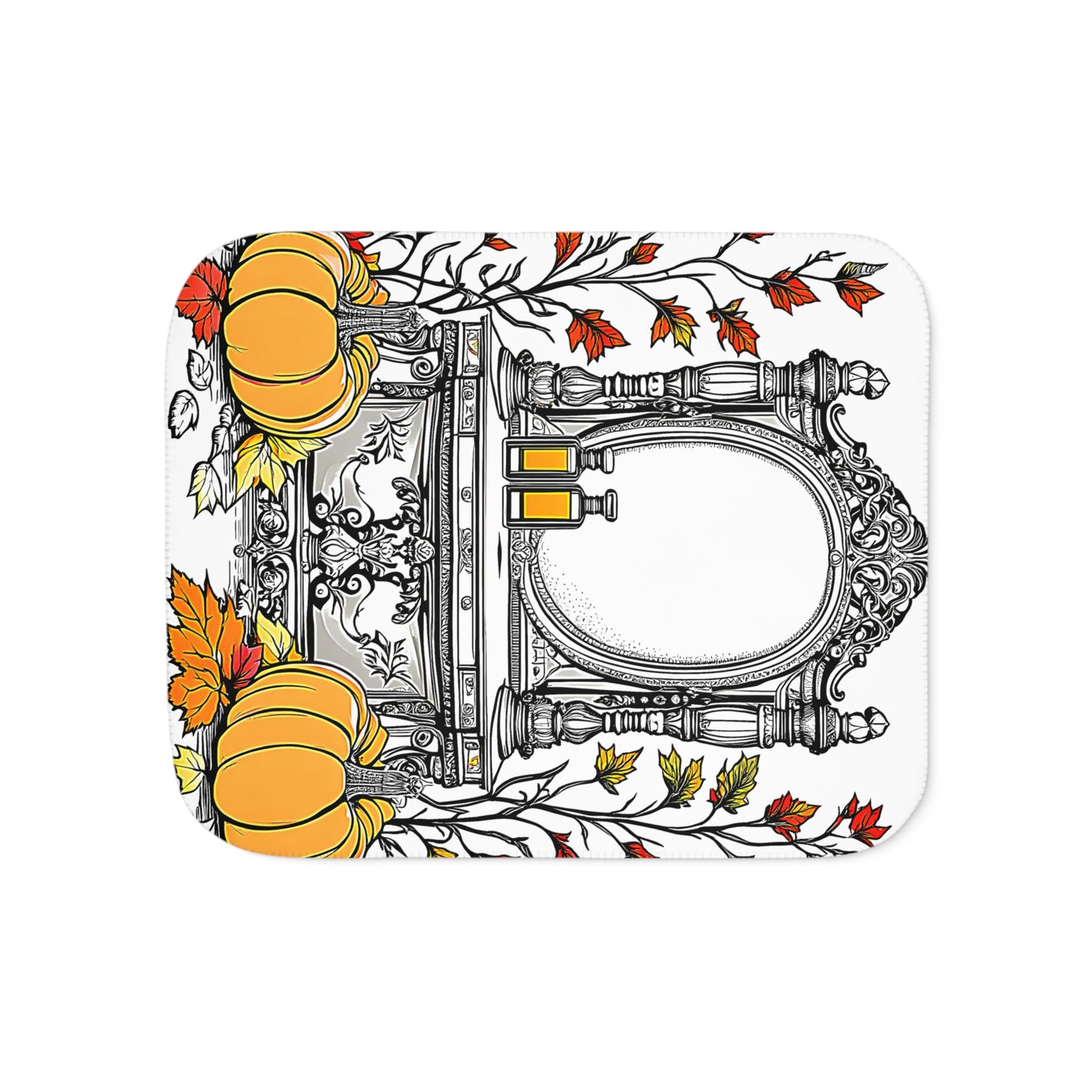 Blanket Colorful Graphic Design - Pumpkins and Leaves