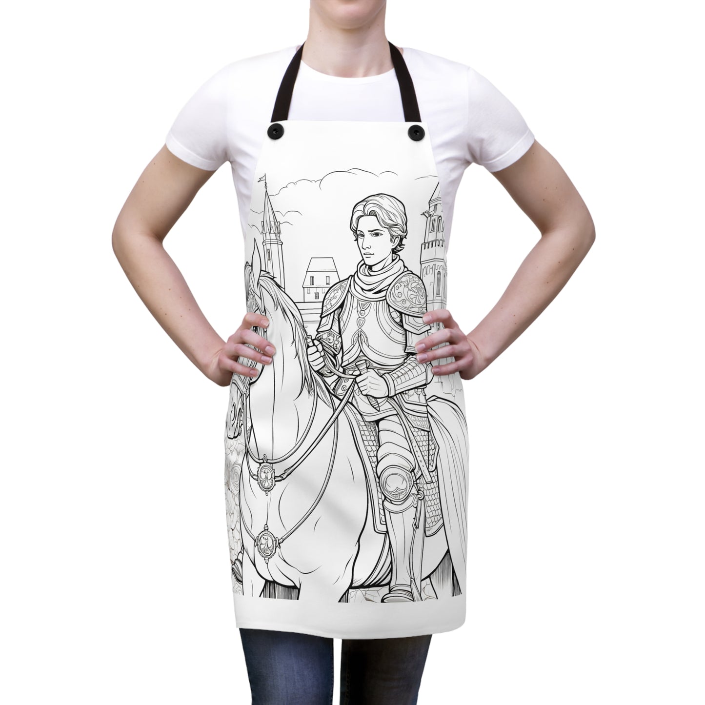 Apron Coloring Kit with 10 Fabric Markers - Medieval Knight on Horseback