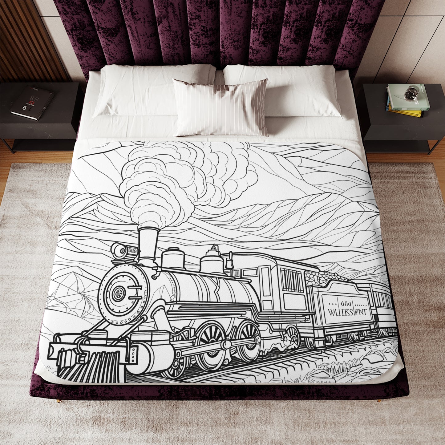 Blanket Coloring Kit with 10 Fabric Markers - Steam Locomotive