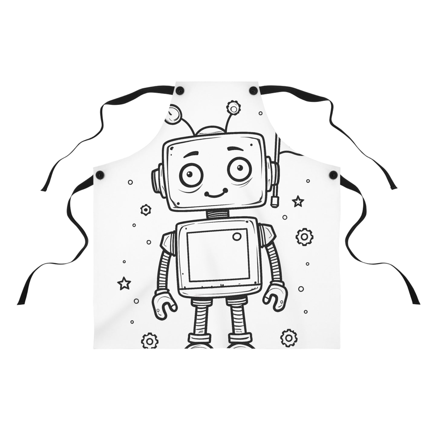 Apron Coloring Kit with 10 Fabric Markers - Cute Robot