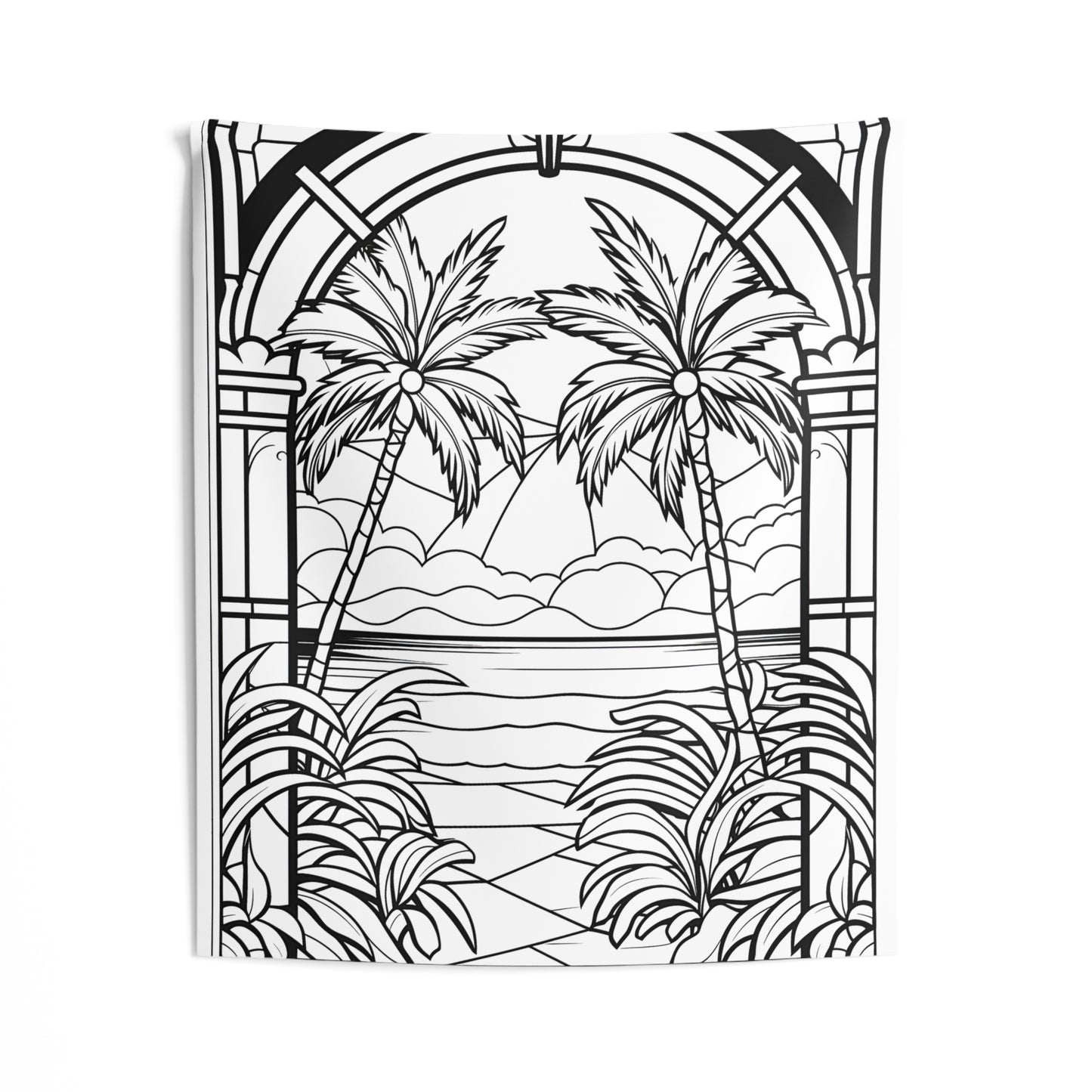 Indoor Wall Tapestries Coloring Kit with 10 Fabric Markers - Tropical Scenery