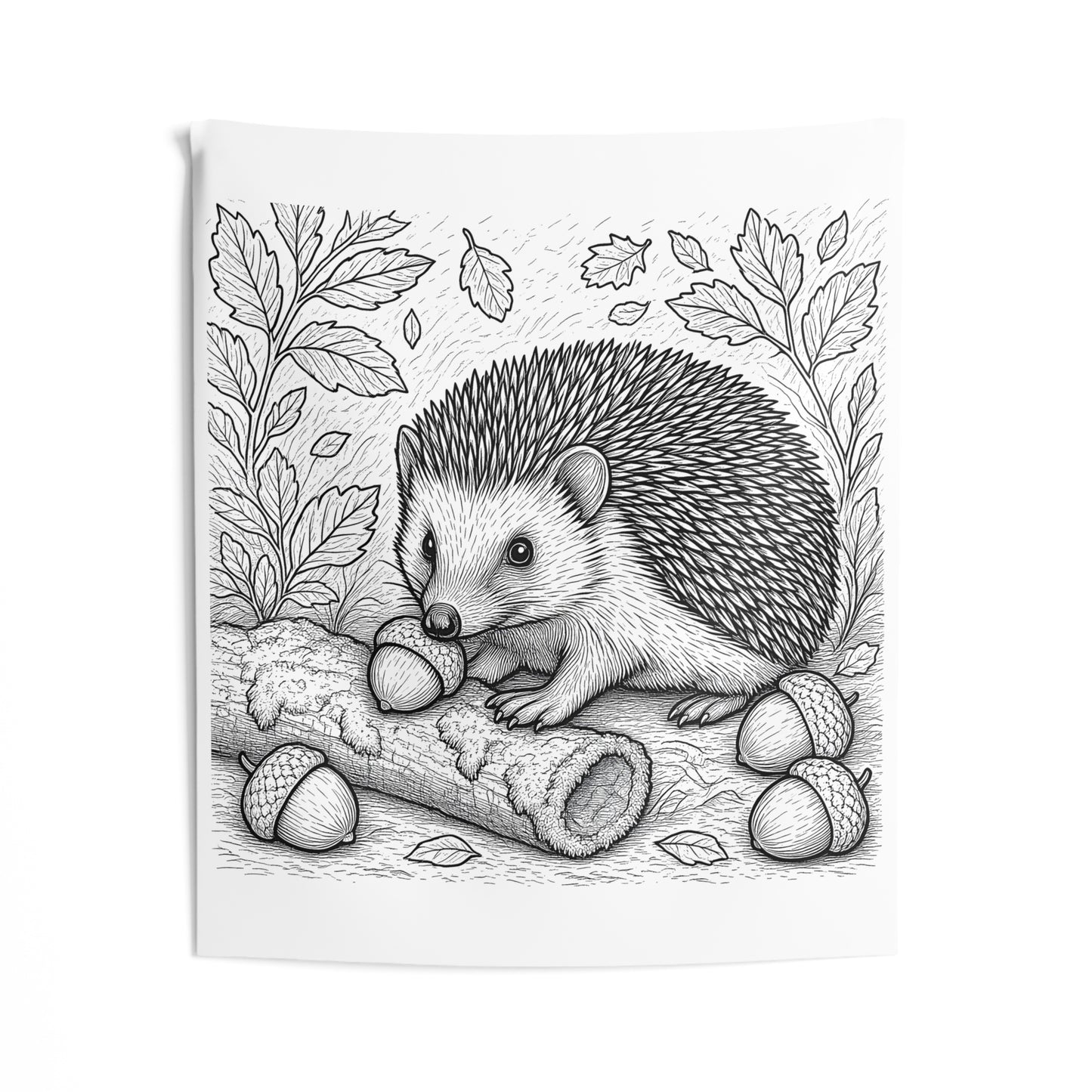 Indoor Wall Tapestries Coloring Kit with 10 Fabric Markers - Hedgehog