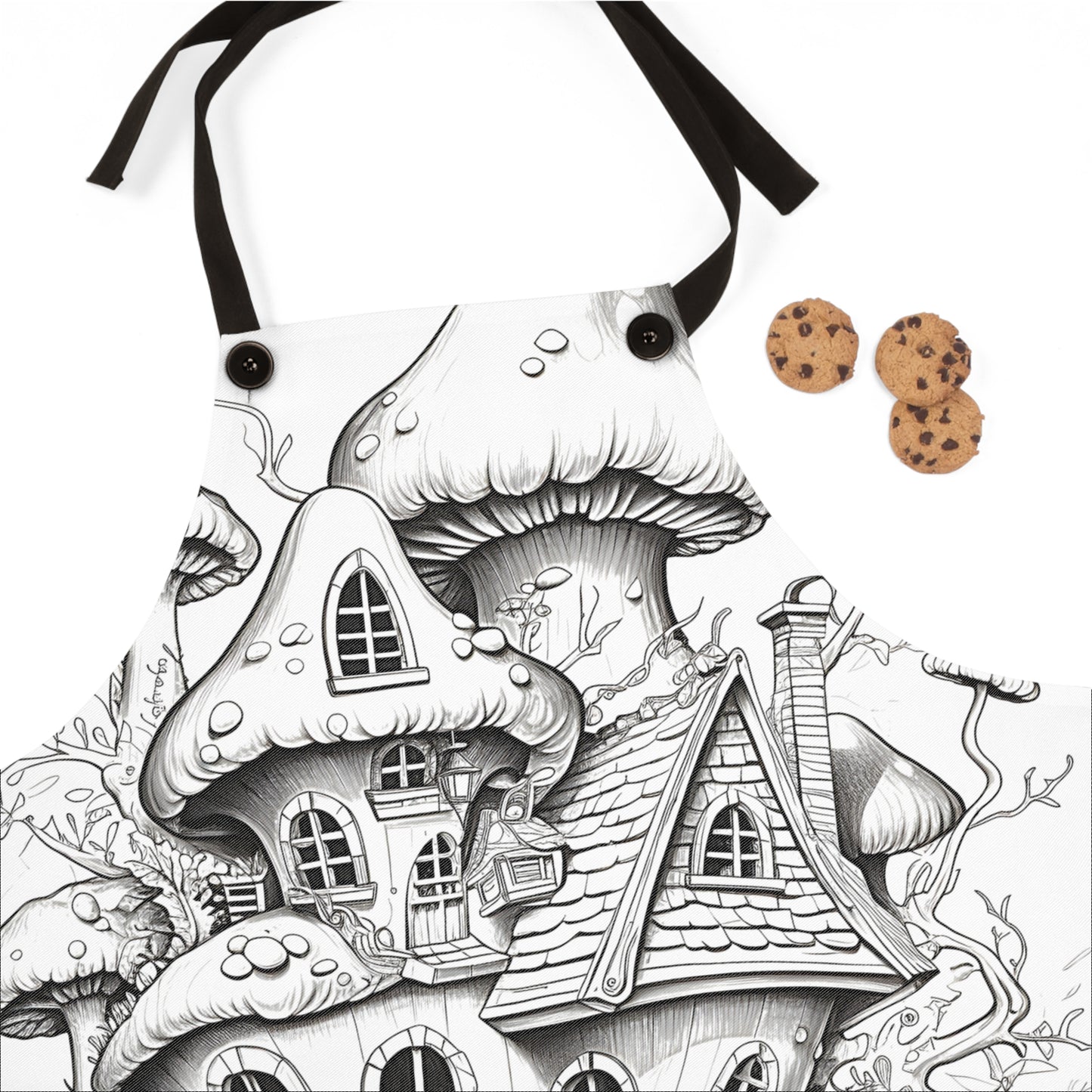 Apron Coloring Kit with 10 Fabric Markers - Mushroom House