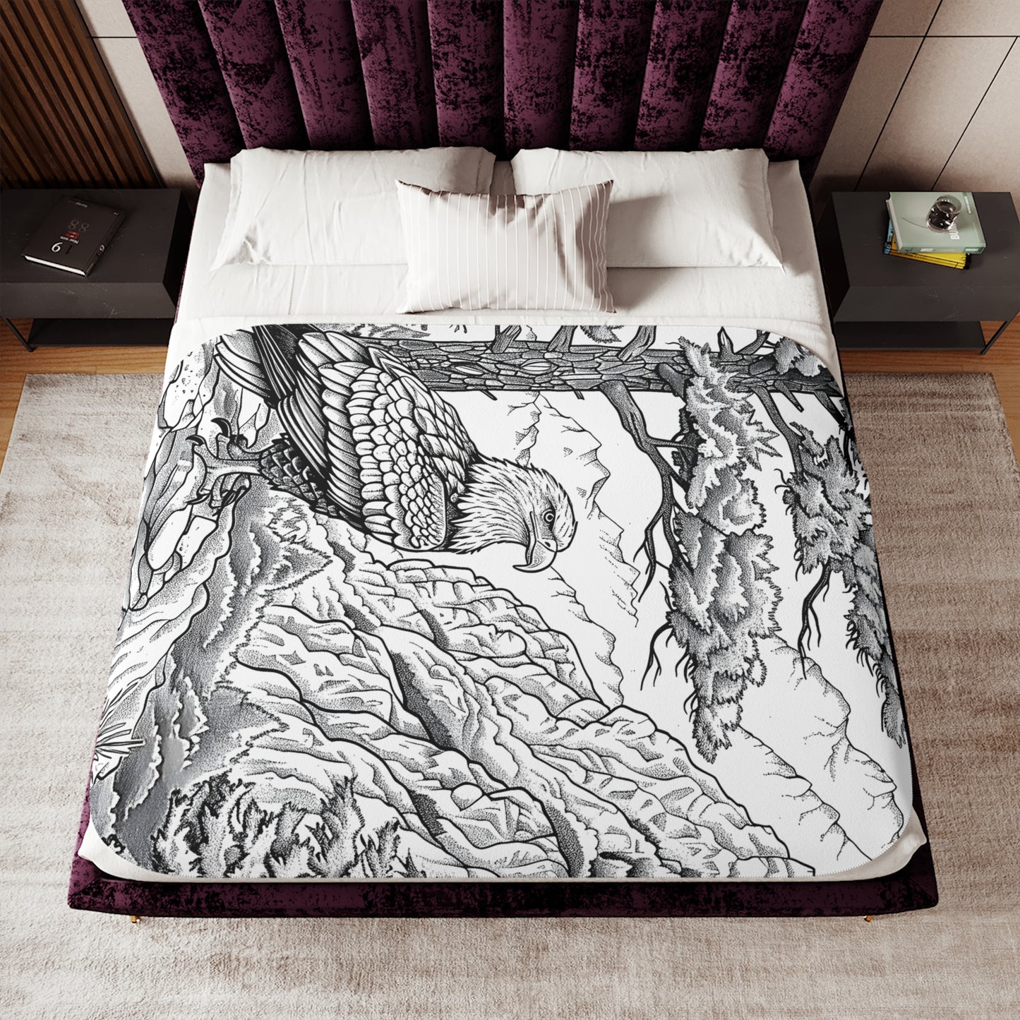 Blanket Coloring Kit with 10 Fabric Markers - Eagle and Mountain Scenery