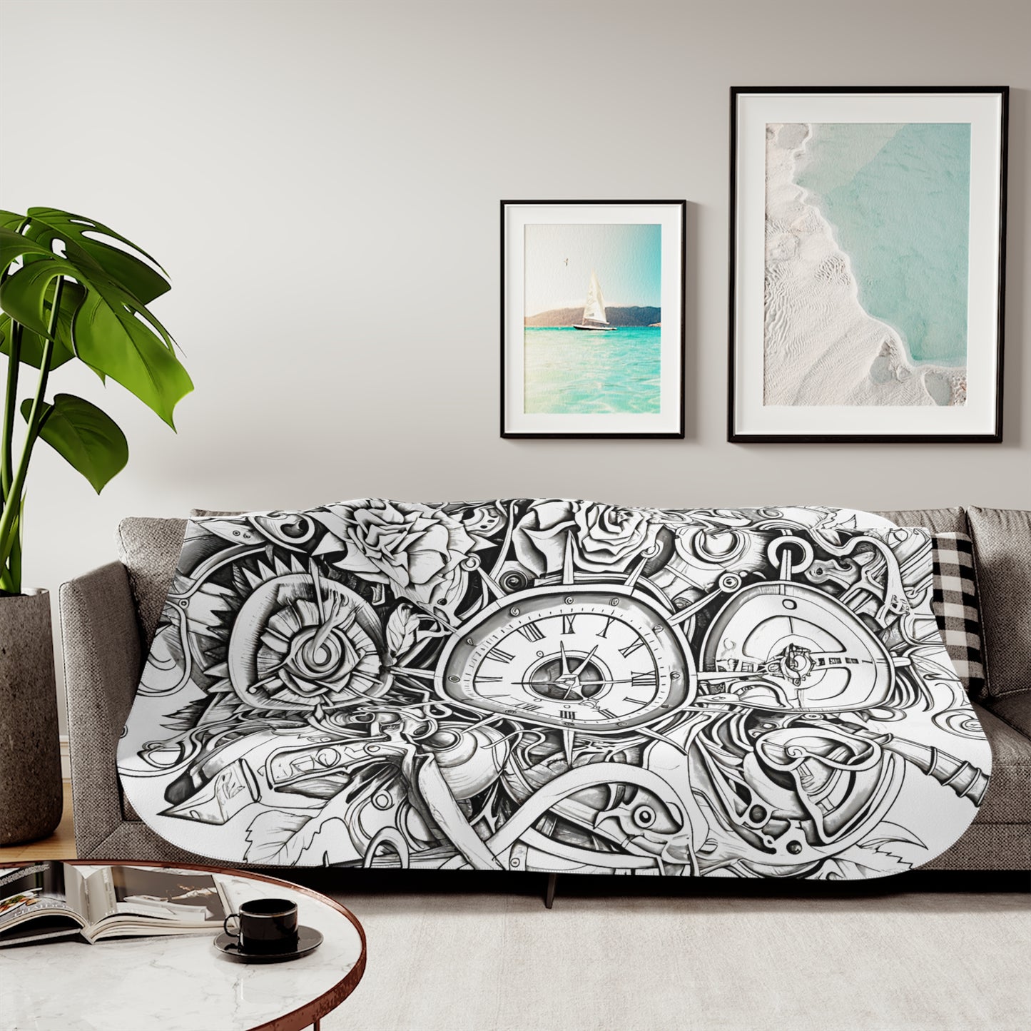 Blanket Coloring Kit with 10 Fabric Markers - Steampunk Clock