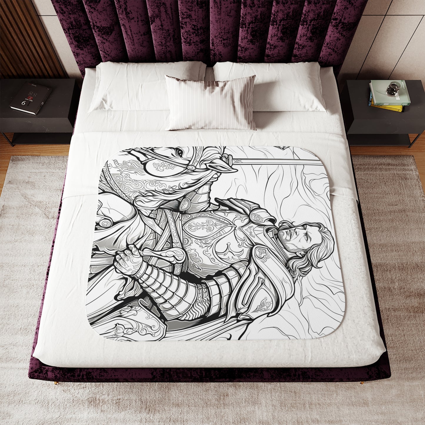 Blanket Coloring Kit with 10 Fabric Markers - Armored Knight on Horseback