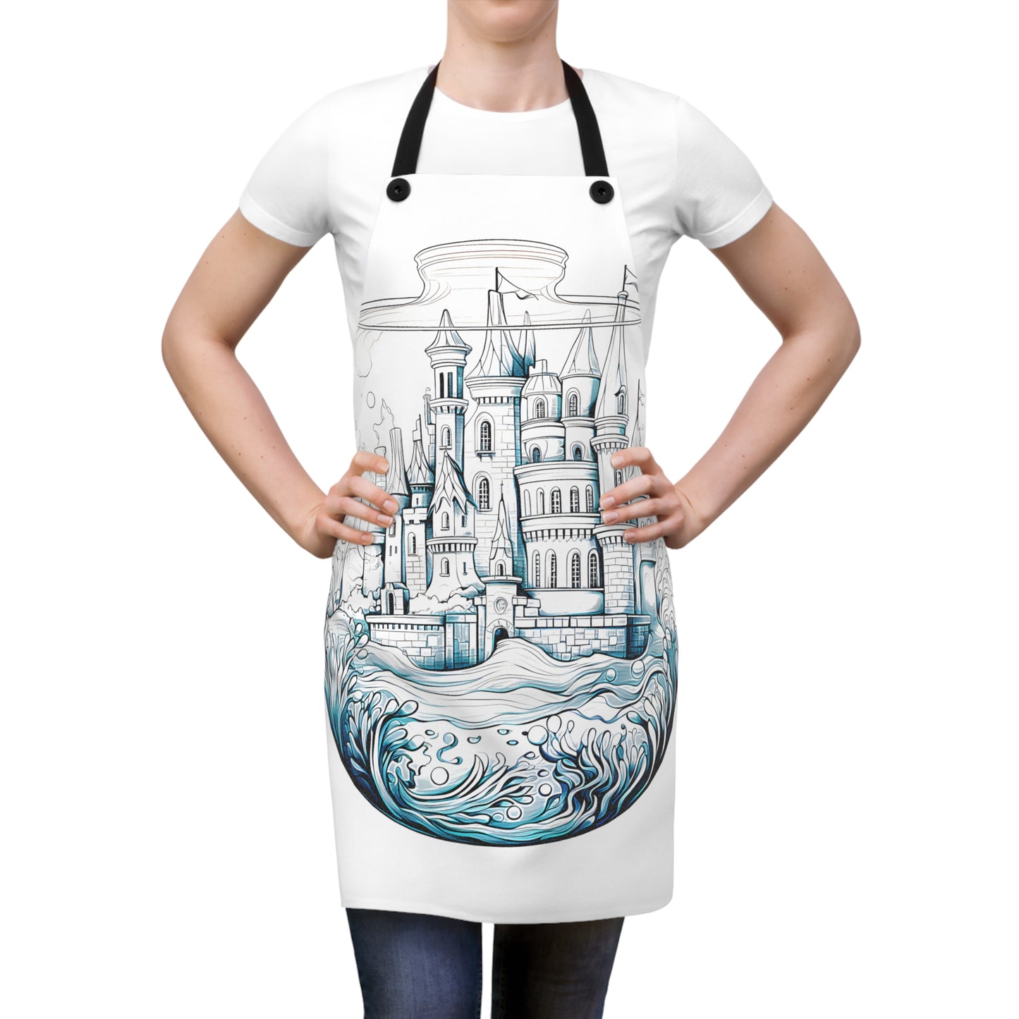 Apron Coloring Kit with 10 Fabric Markers - Underwater Castle