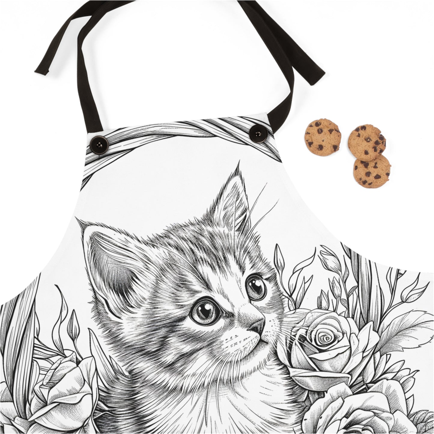 Apron Coloring Kit with 10 Fabric Markers - Kitten