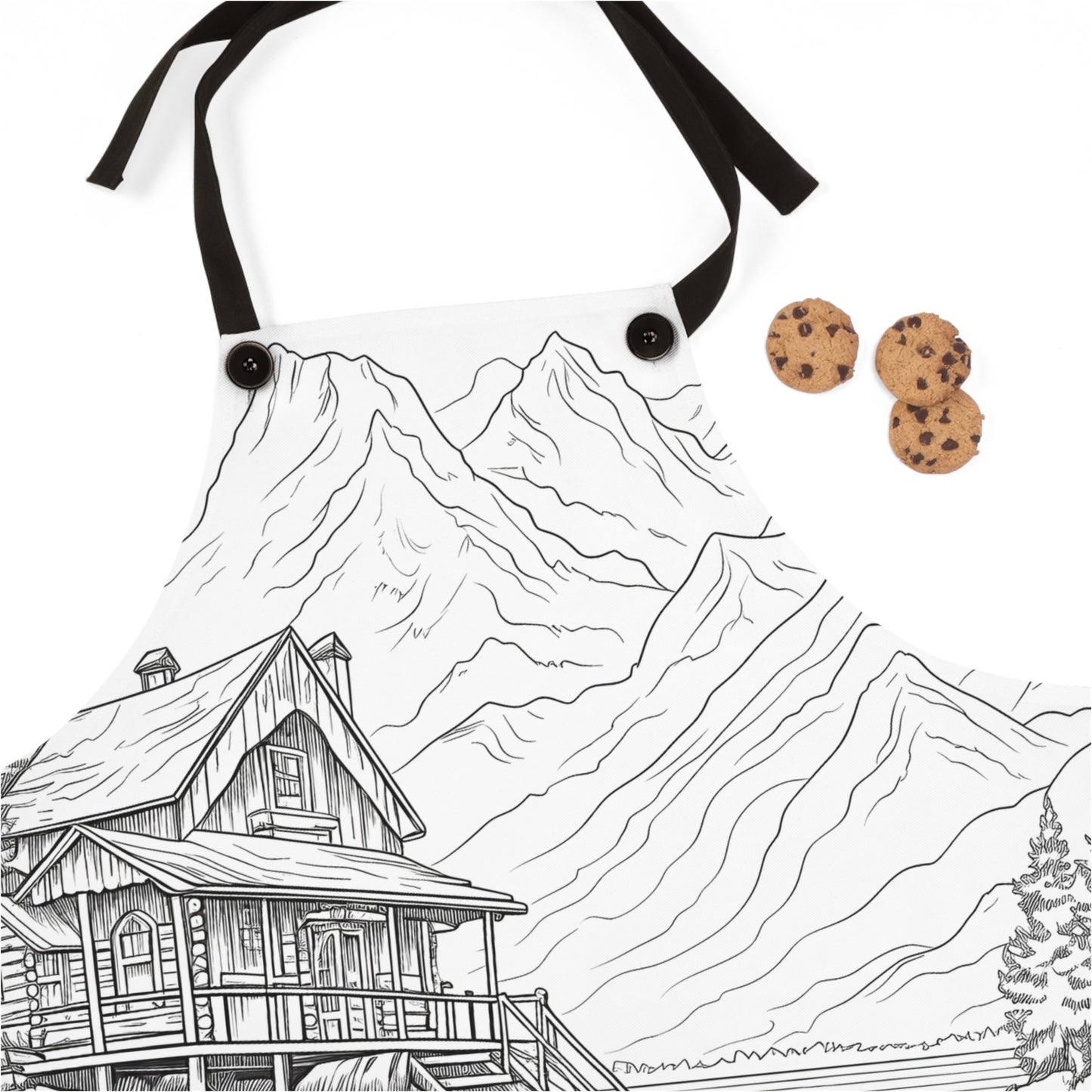 Apron Coloring Kit with 10 Fabric Markers - Mountain Cabin