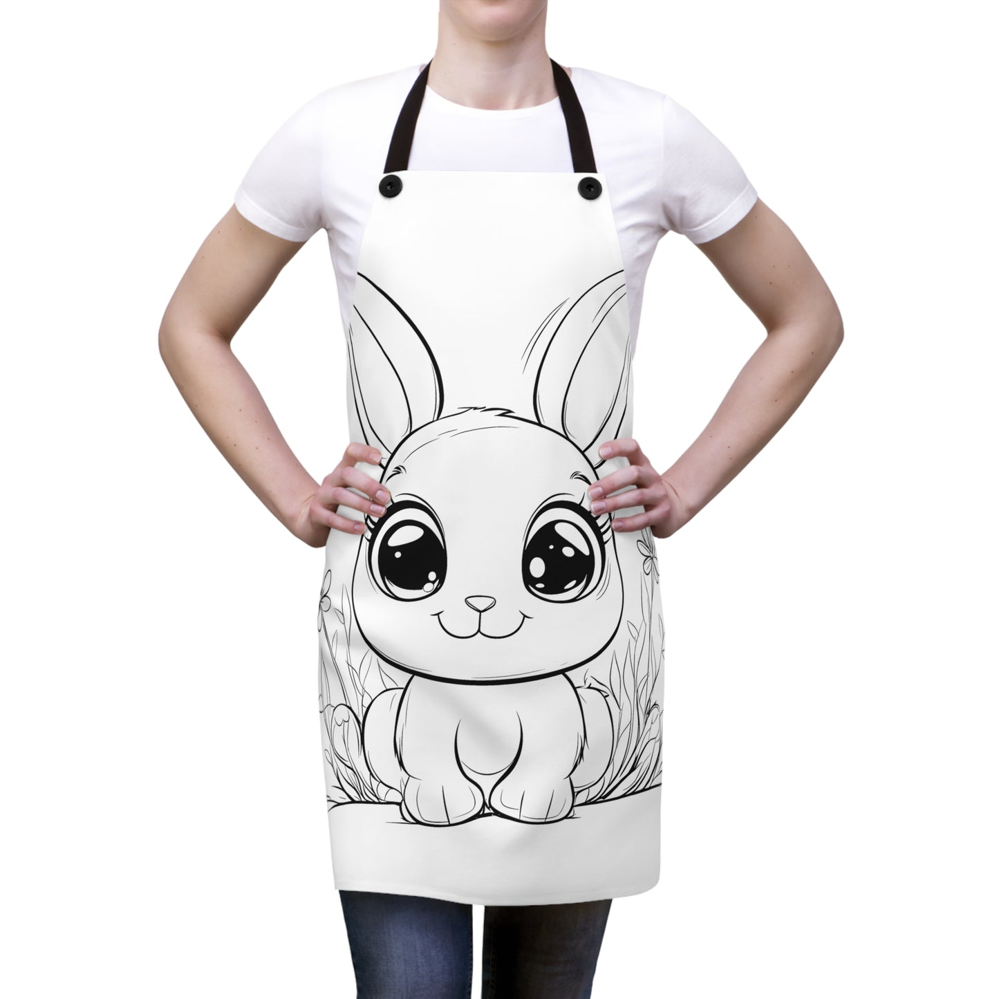 Apron Coloring Kit with 10 Fabric Markers - Cute Bunny