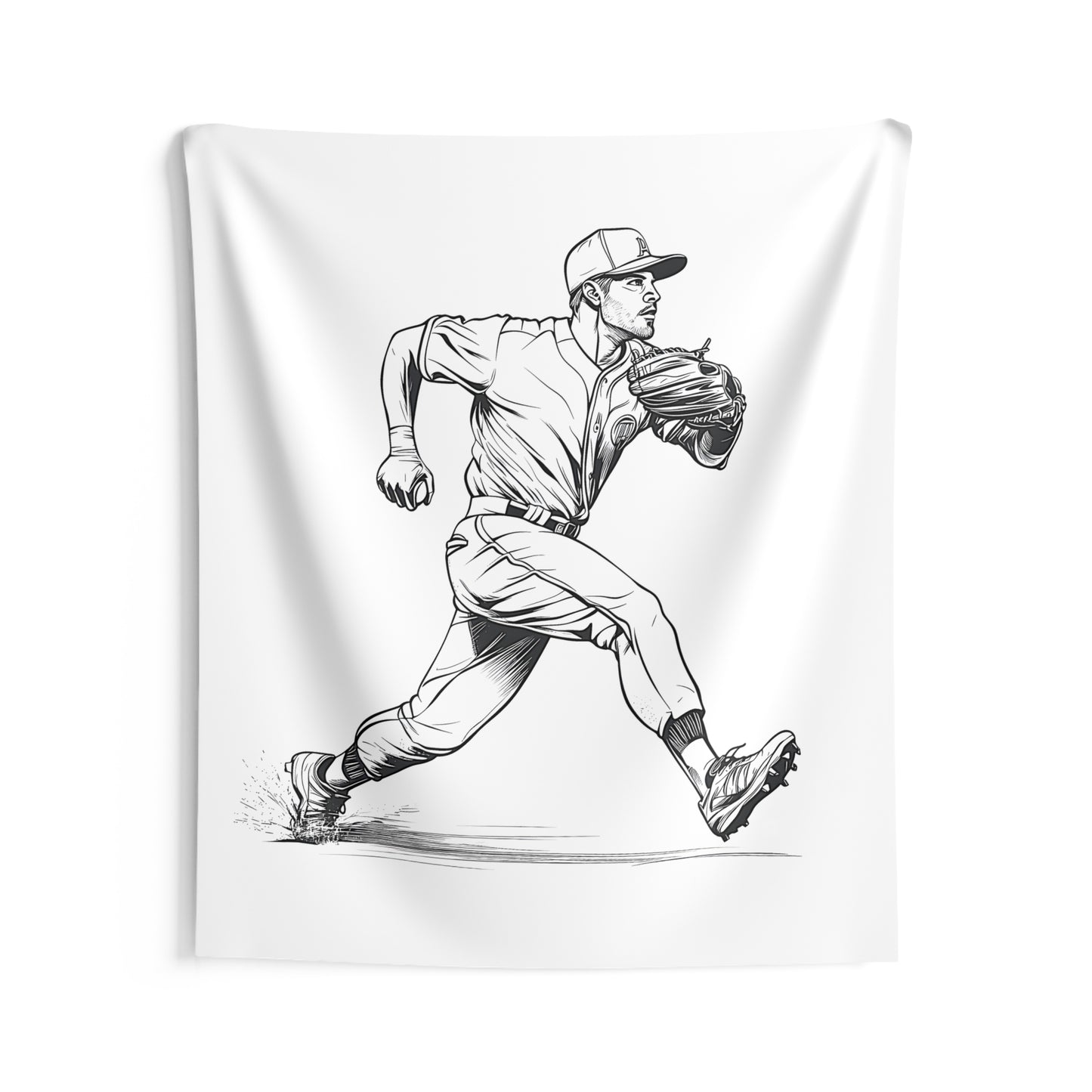 Indoor Wall Tapestries Coloring Kit with 10 Fabric Markers - Baseball Player