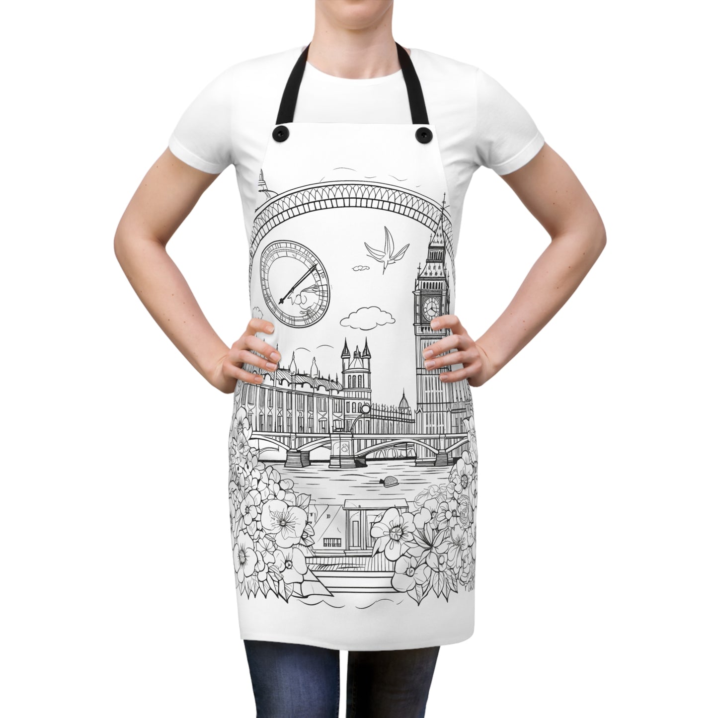 Apron Coloring Kit with 10 Fabric Markers - Big Ben and Parliament