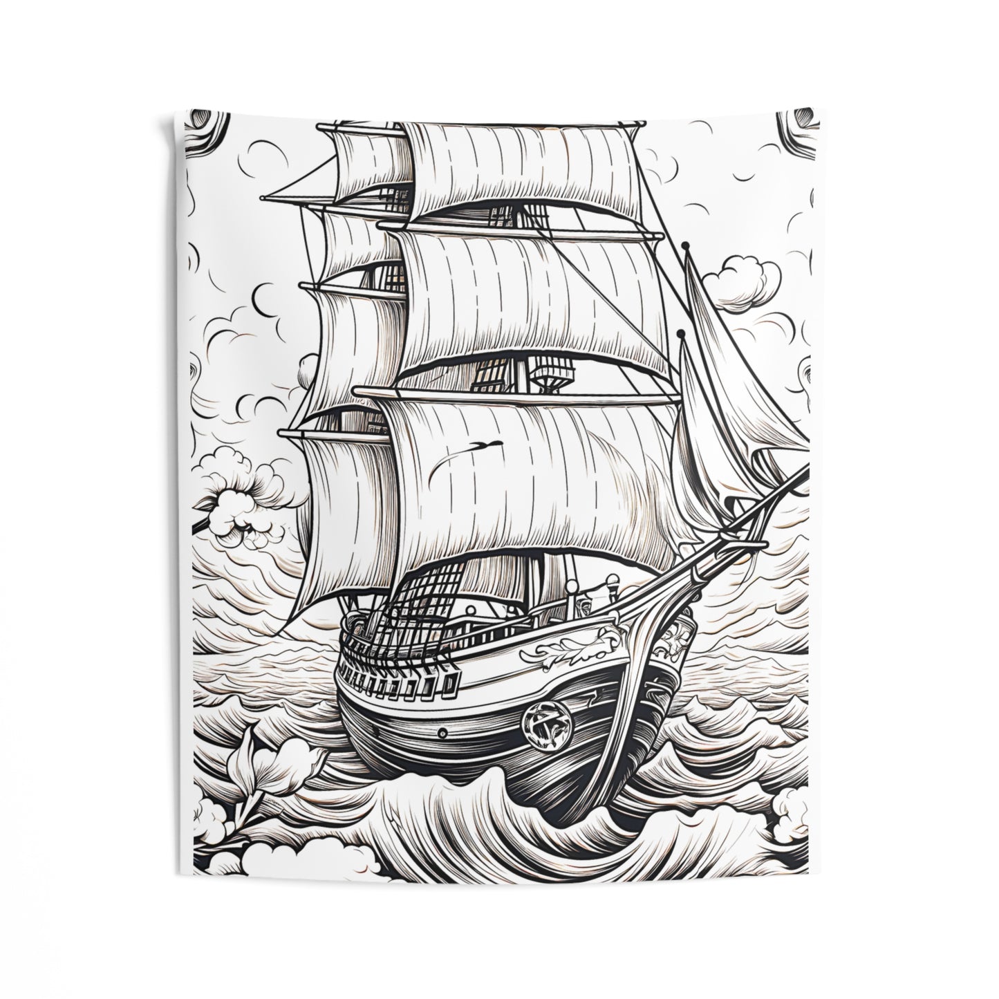 Indoor Wall Tapestries Coloring Kit with 10 Fabric Markers - Sailing Ships