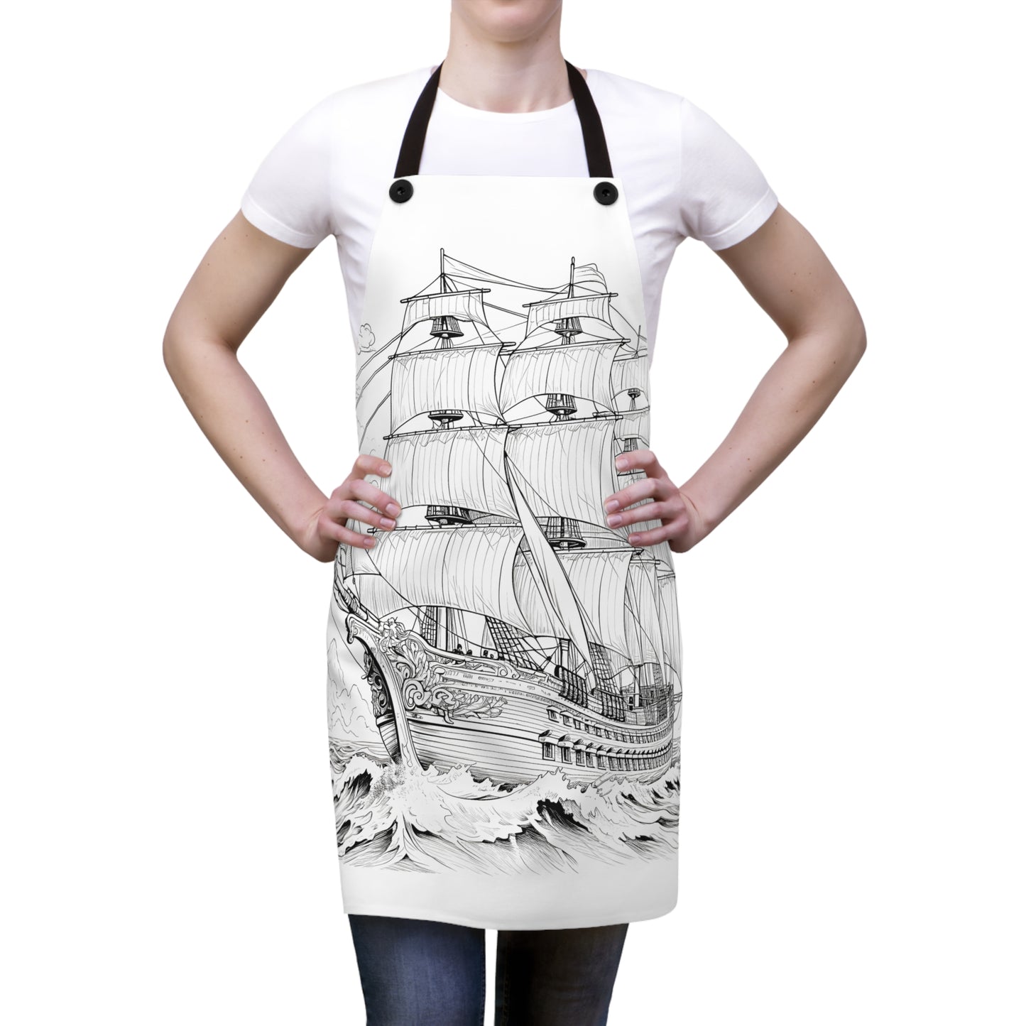 Apron Coloring Kit with 10 Fabric Markers - Sailing Ship