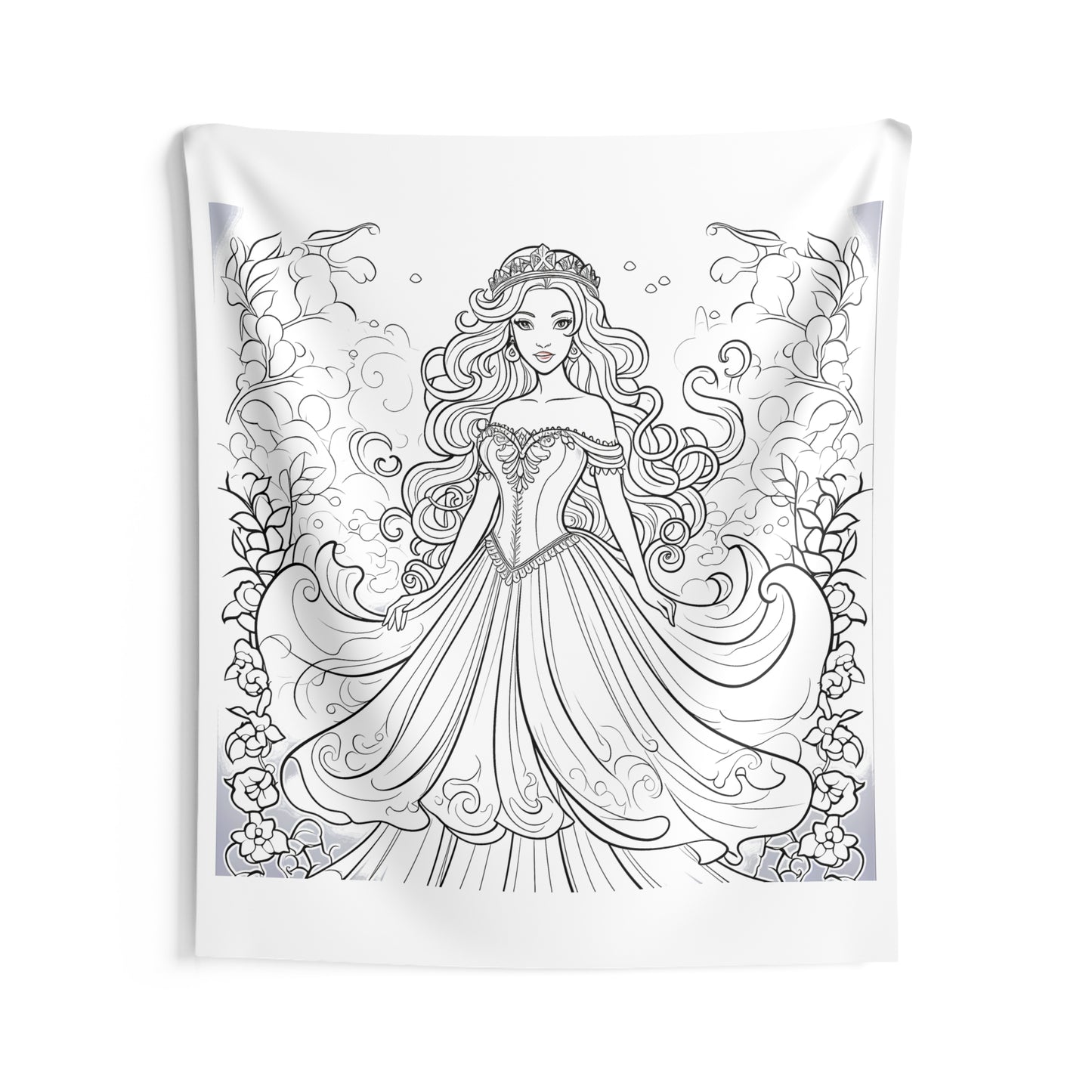 Indoor Wall Tapestries Coloring Kit with 10 Fabric Markers - Fantasy Princess