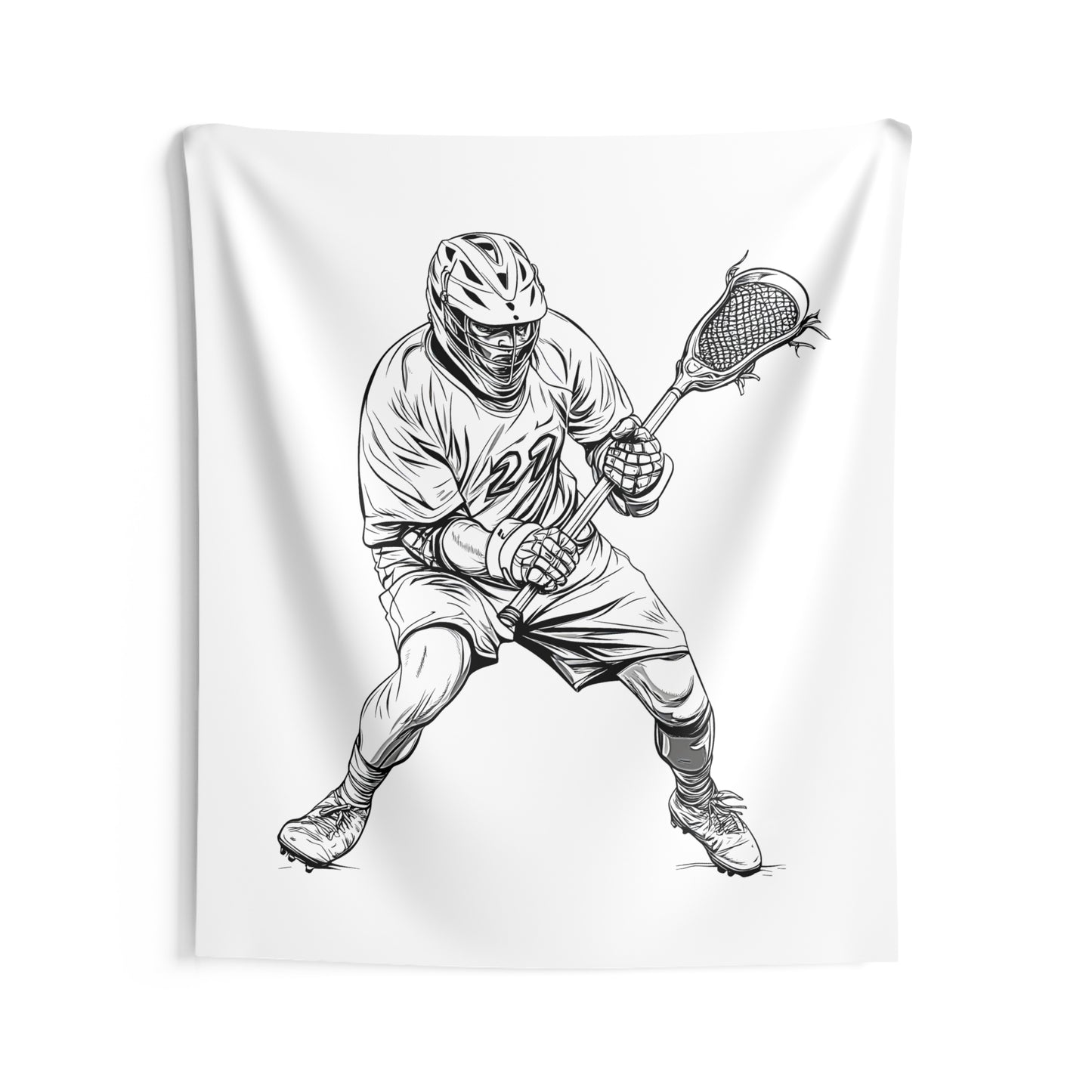 Indoor Wall Tapestries Coloring Kit with 10 Fabric Markers - Lacrosse Player