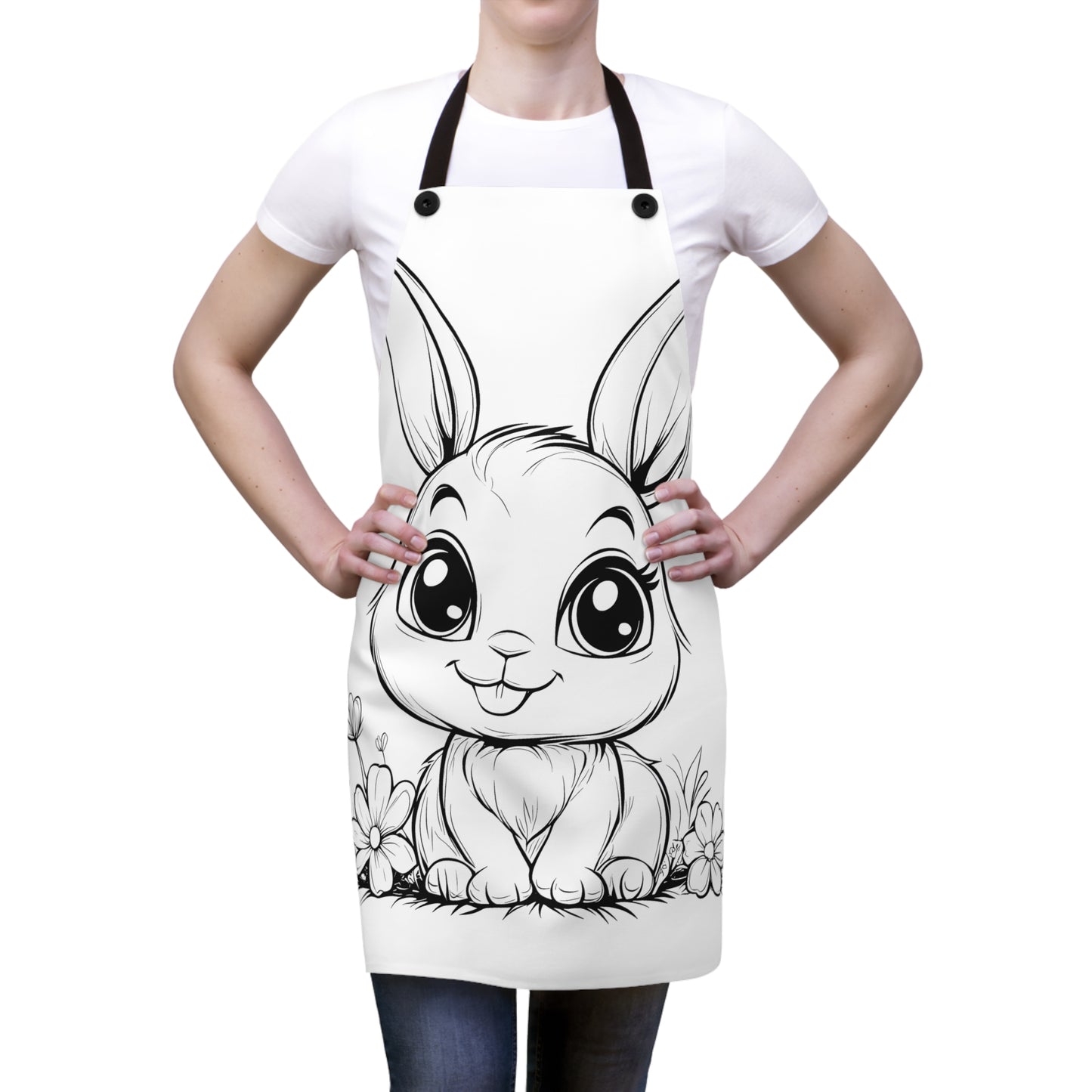 Apron Coloring Kit with 10 Fabric Markers - Cute Bunny