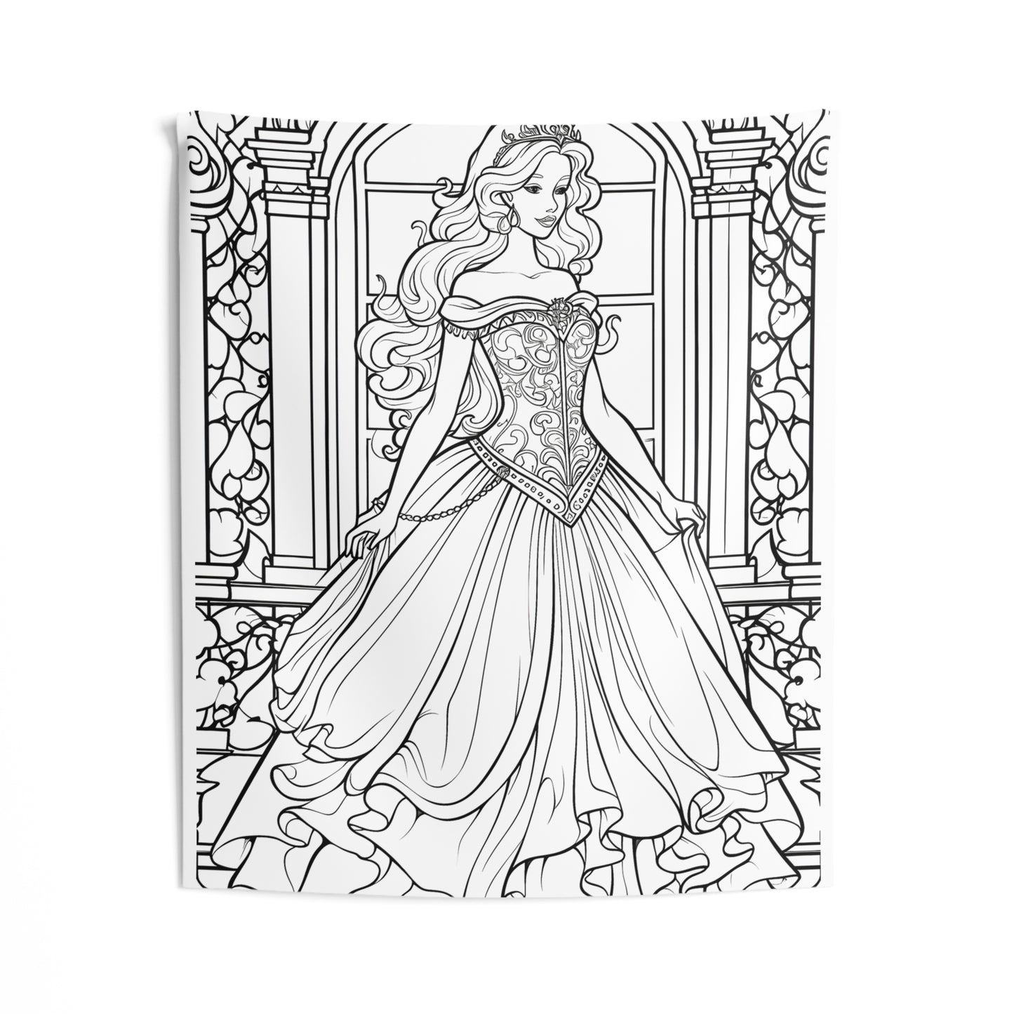 Indoor Wall Tapestries Coloring Kit with 10 Fabric Markers - Elegant Princess