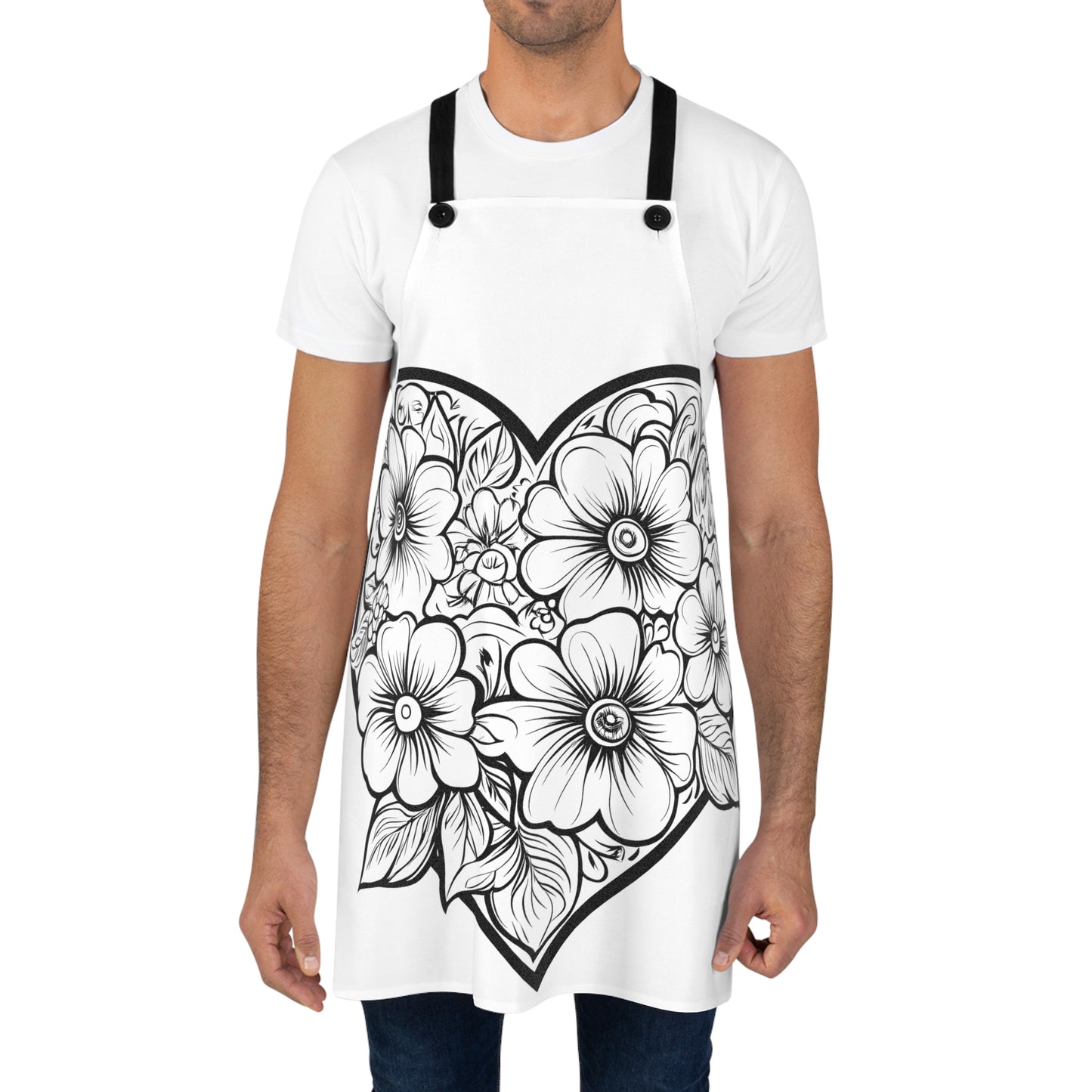 Apron Coloring Kit with 10 Fabric Markers - Floral Heart