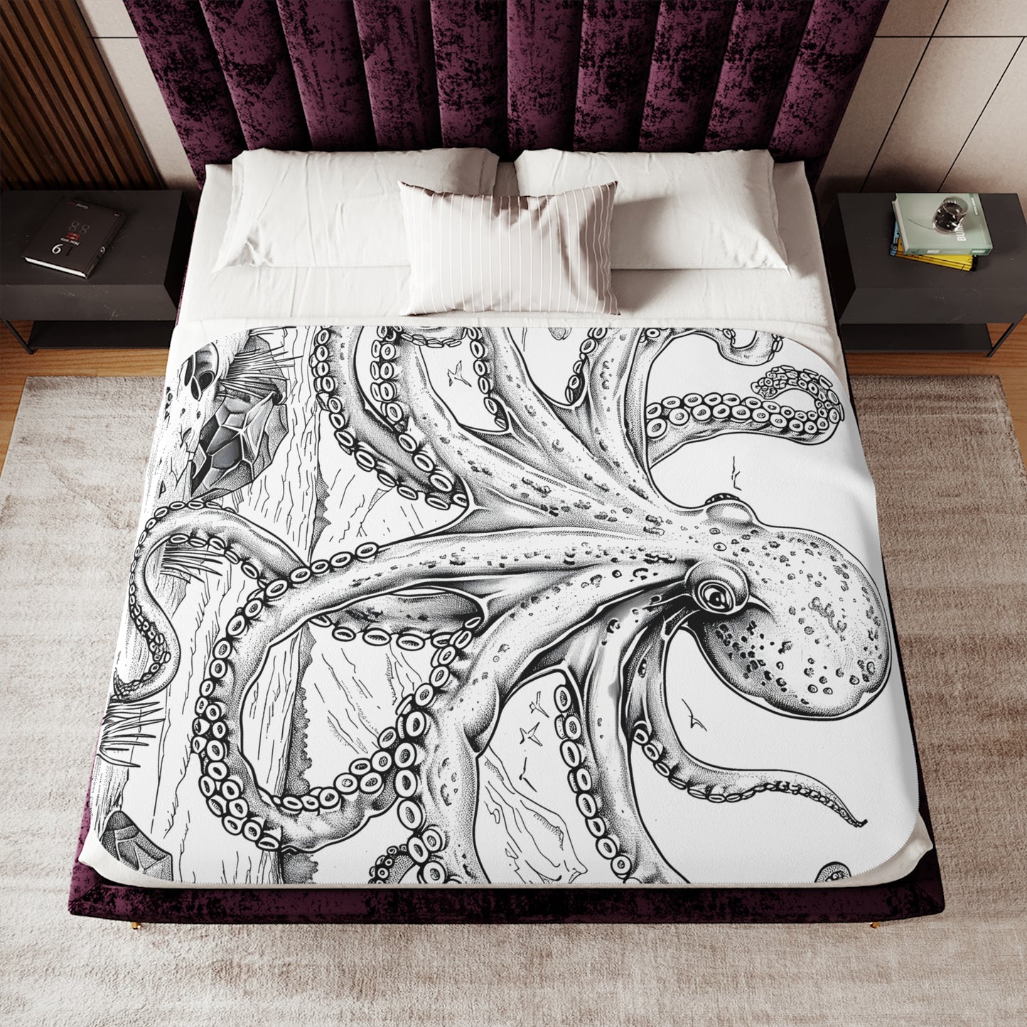 Blanket Coloring Kit with 10 Fabric Markers - Octopus