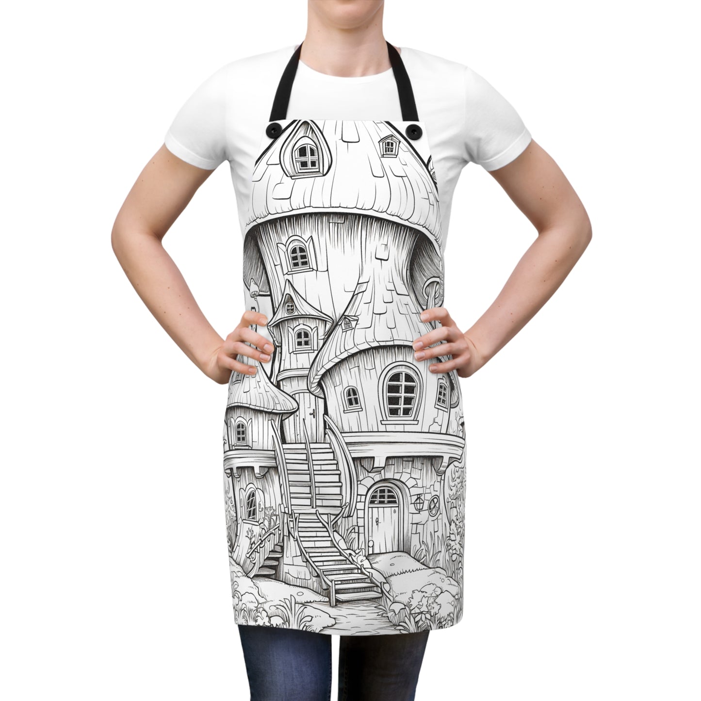 Apron Coloring Kit with 10 Fabric Markers - Mushroom House