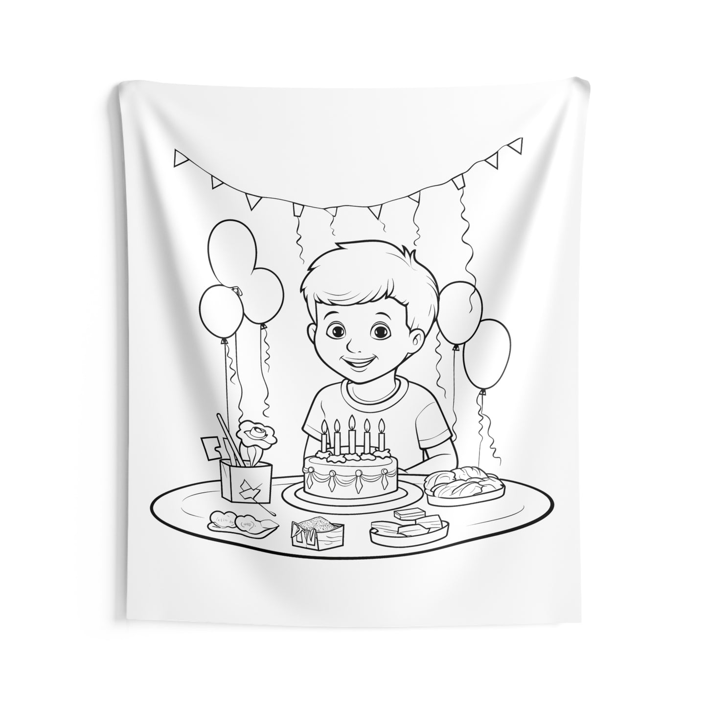 Indoor Wall Tapestries Coloring Kit with 10 Fabric Markers - Children's Birthday Party