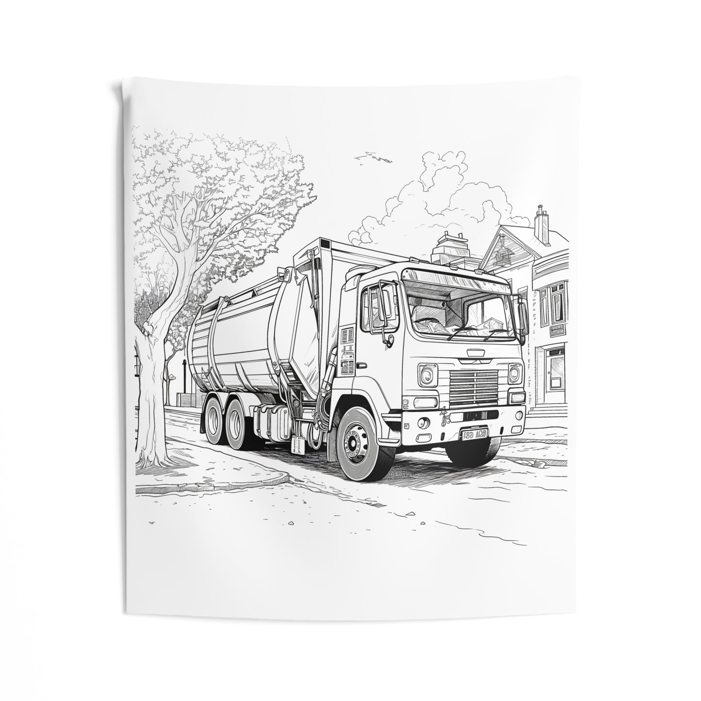 Indoor Wall Tapestries Coloring Kit with 10 Fabric Markers - Garbage Truck