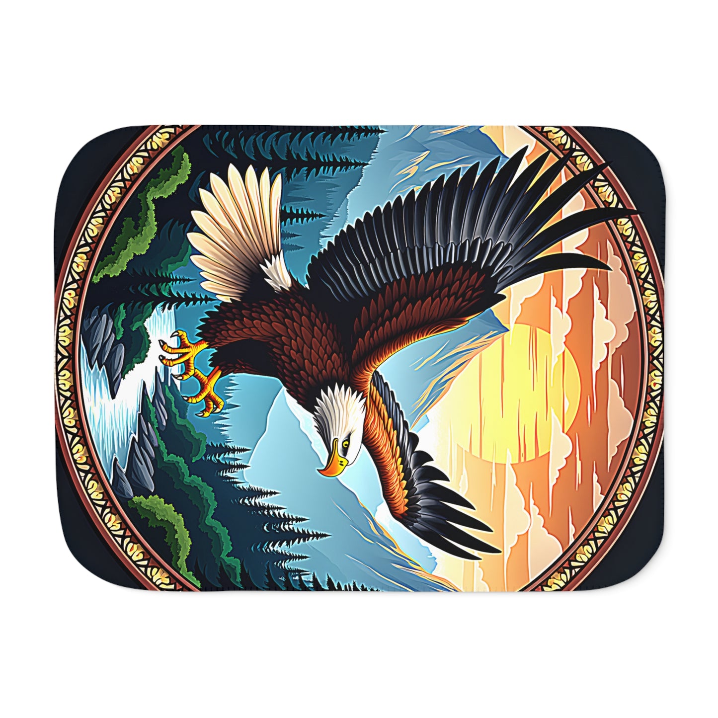 Blanket Colorful Graphic Design - Bald Eagle in Flight