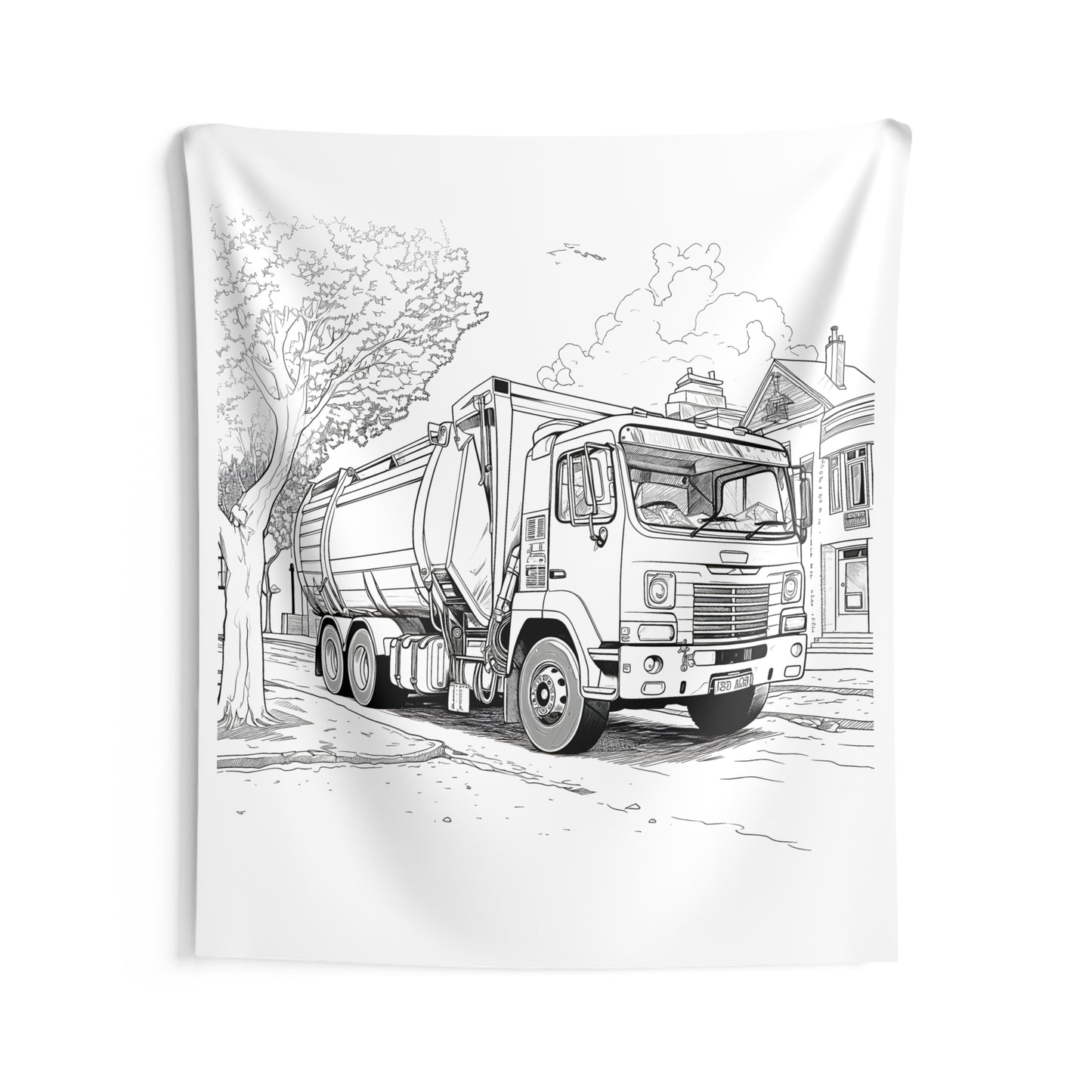 Indoor Wall Tapestries Coloring Kit with 10 Fabric Markers - Garbage Truck