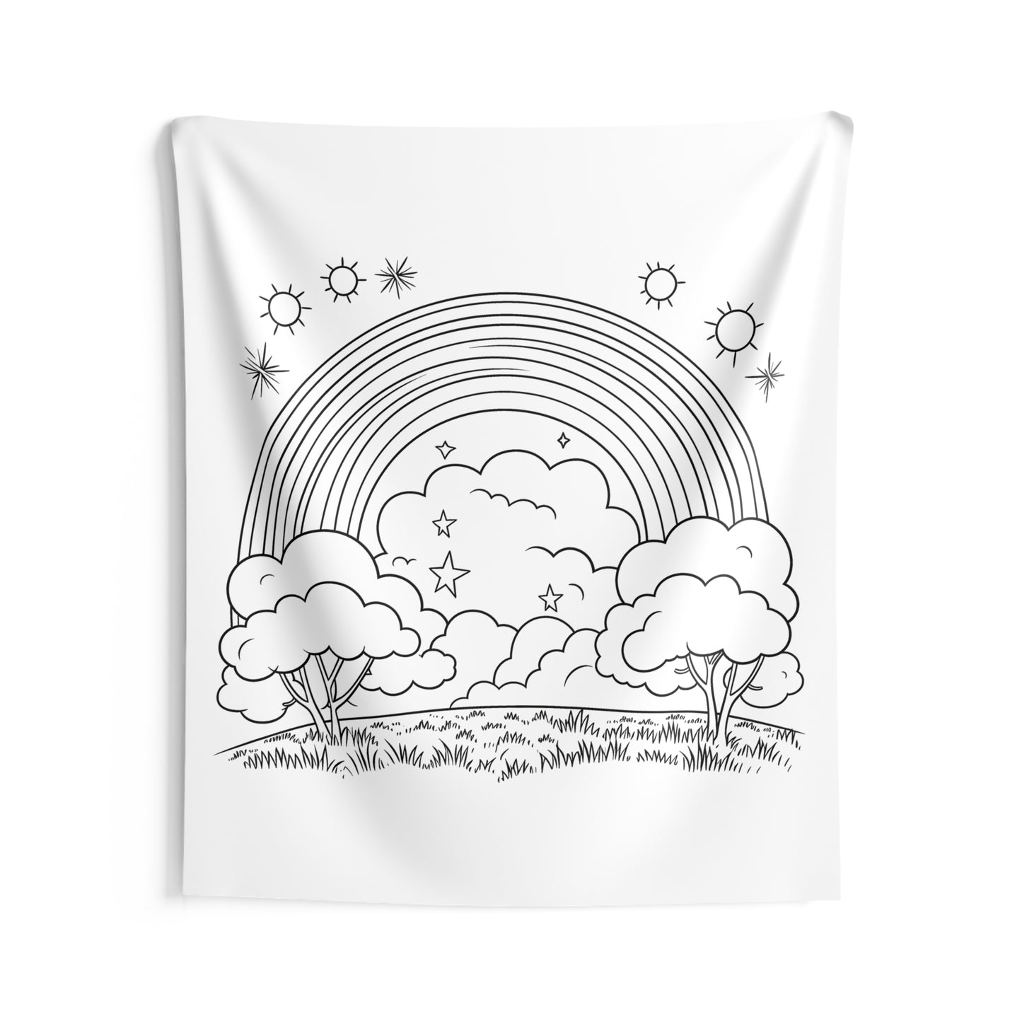 Indoor Wall Tapestries Coloring Kit with 10 Fabric Markers - Rainbow and Clouds