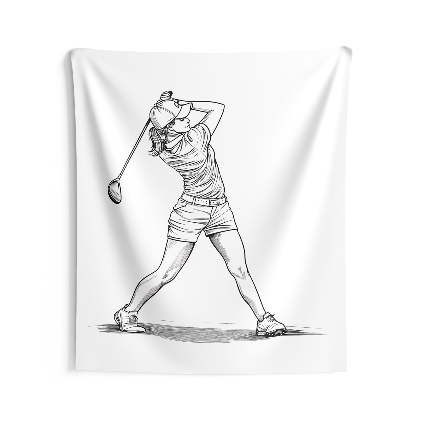 Indoor Wall Tapestries Coloring Kit with 10 Fabric Markers - Female Golfer