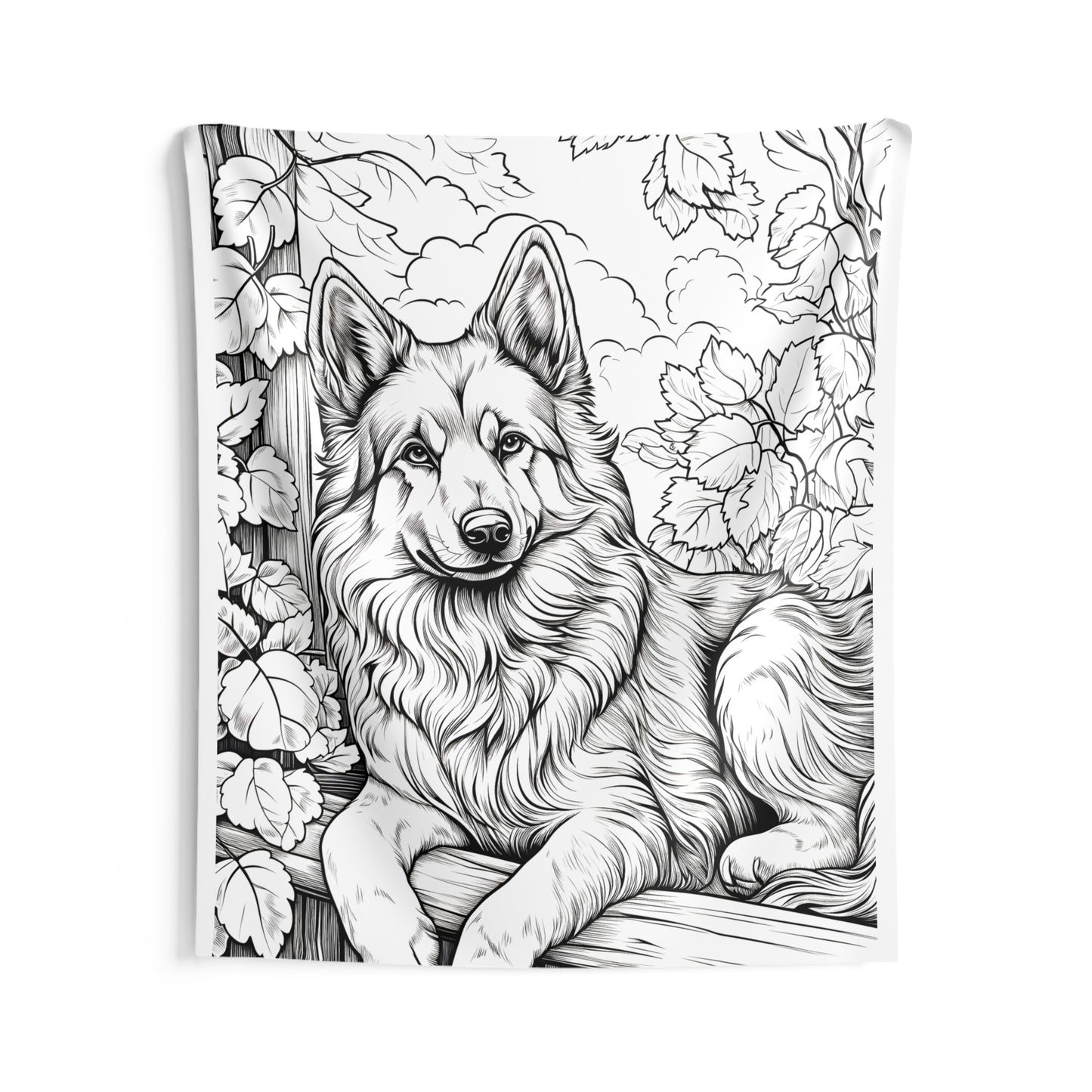 Indoor Wall Tapestries Coloring Kit with 10 Fabric Markers - German Shepherd