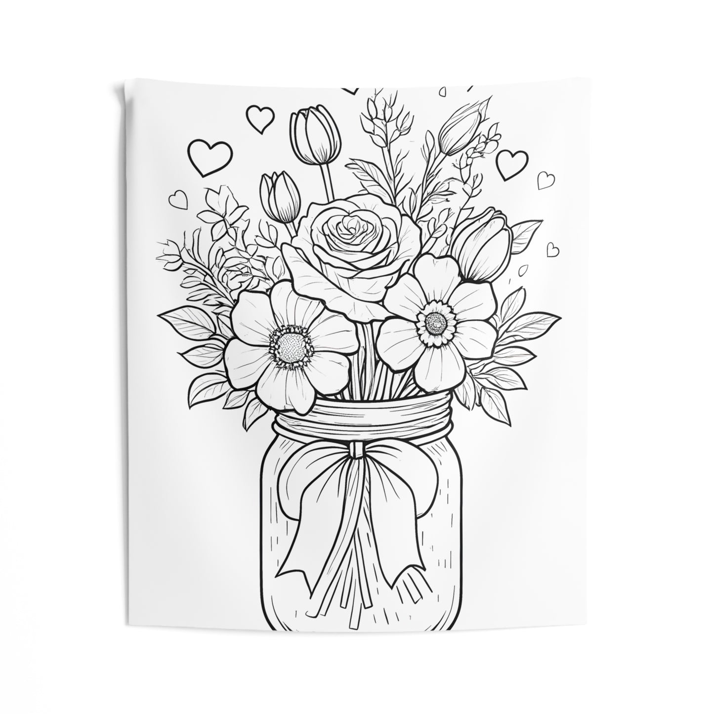Indoor Wall Tapestries Coloring Kit with 10 Fabric Markers - Bouquet