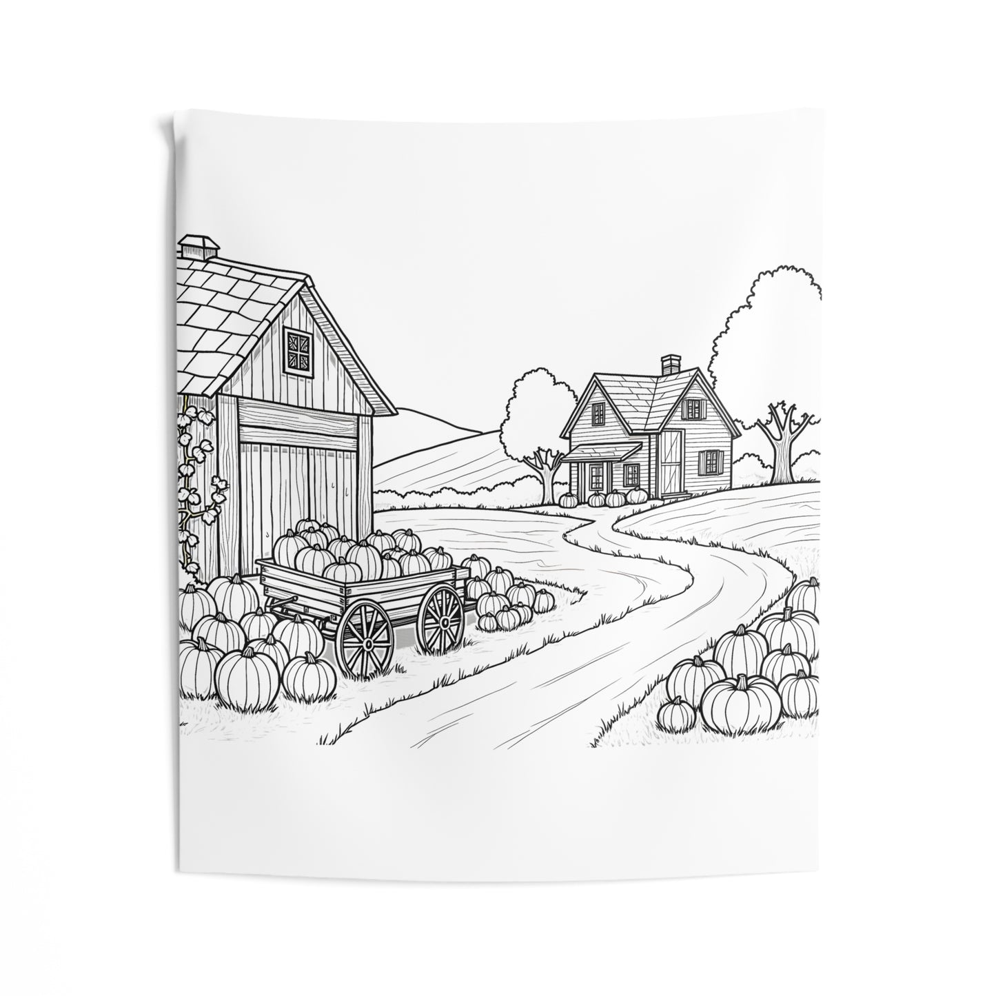 Indoor Wall Tapestries Coloring Kit with 10 Fabric Markers - Pumpkin Farm