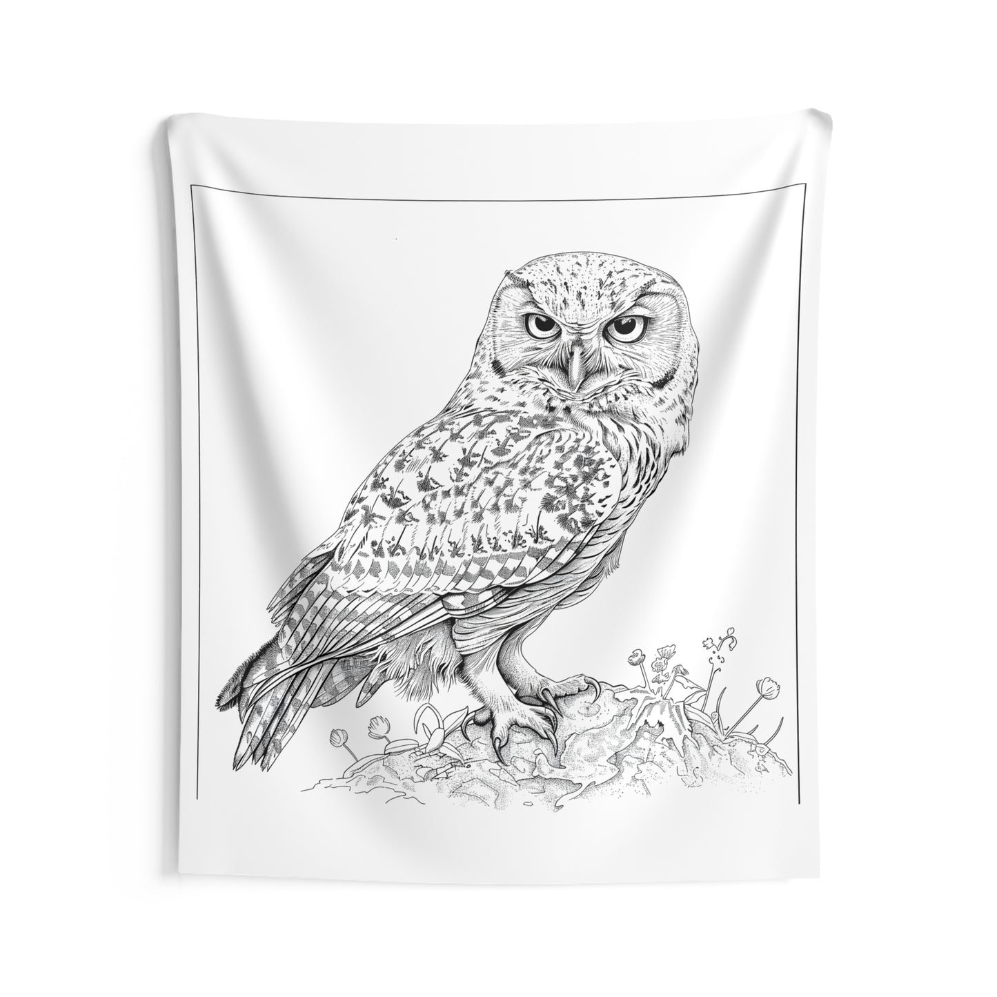 Indoor Wall Tapestries Coloring Kit with 10 Fabric Markers - Owl