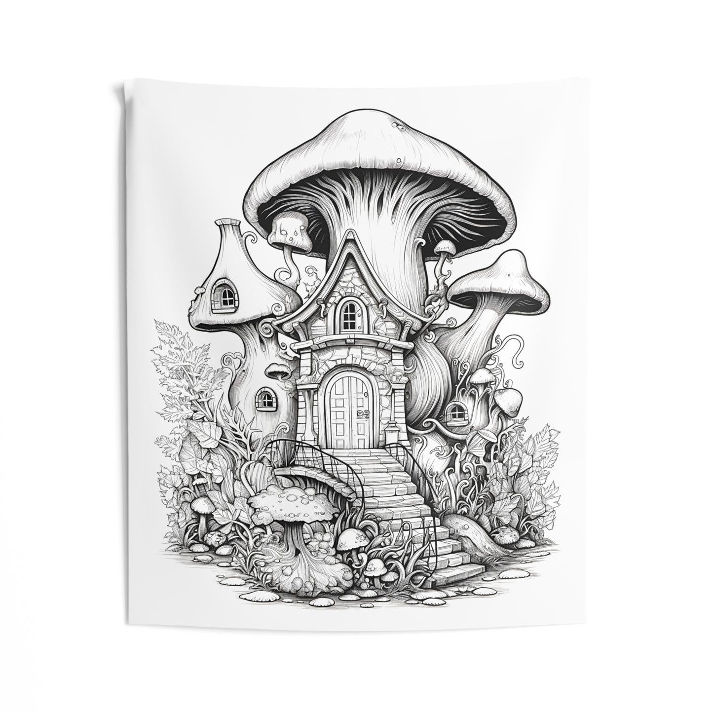 Indoor Wall Tapestries Coloring Kit with 10 Fabric Markers - Mushroom House