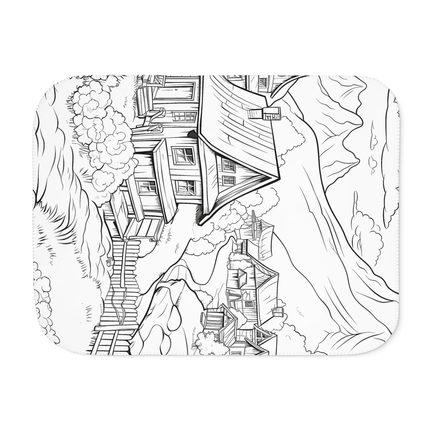 Blanket Coloring Kit with 10 Fabric Markers - Mountain Village