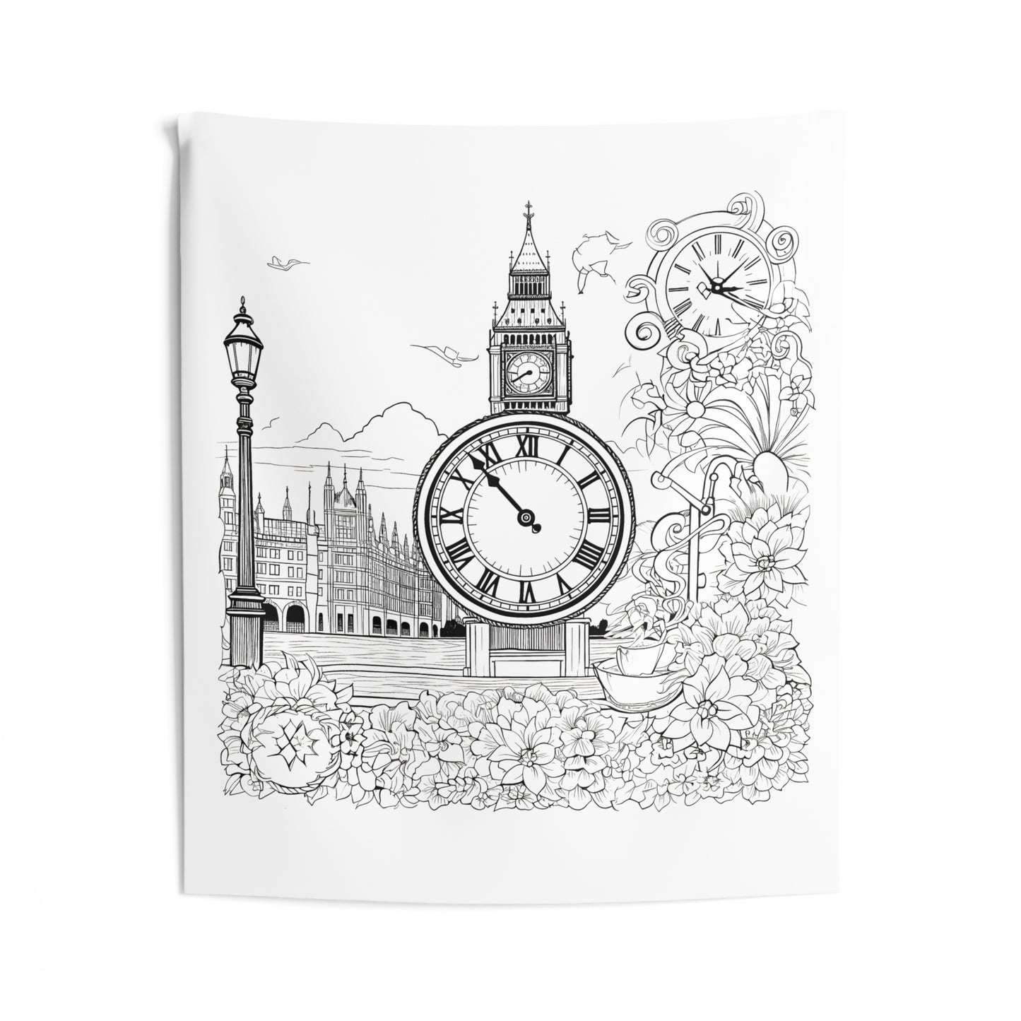 Indoor Wall Tapestries Coloring Kit with 10 Fabric Markers - Big Ben