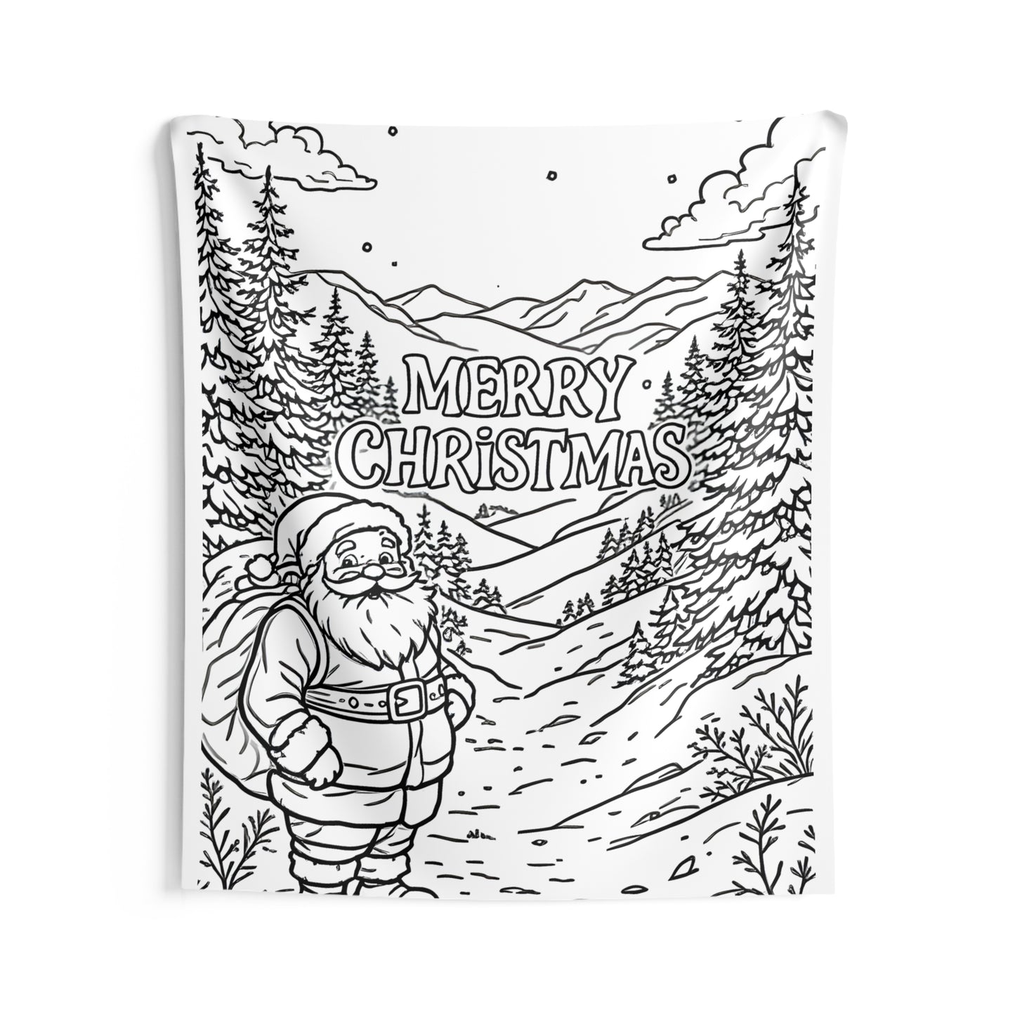Indoor Wall Tapestries Coloring Kit with 10 Fabric Markers - Santa Claus