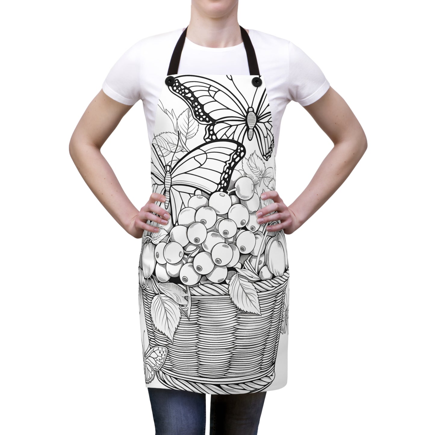 Apron Coloring Kit with 10 Fabric Markers - Fruit Basket and Butterflies