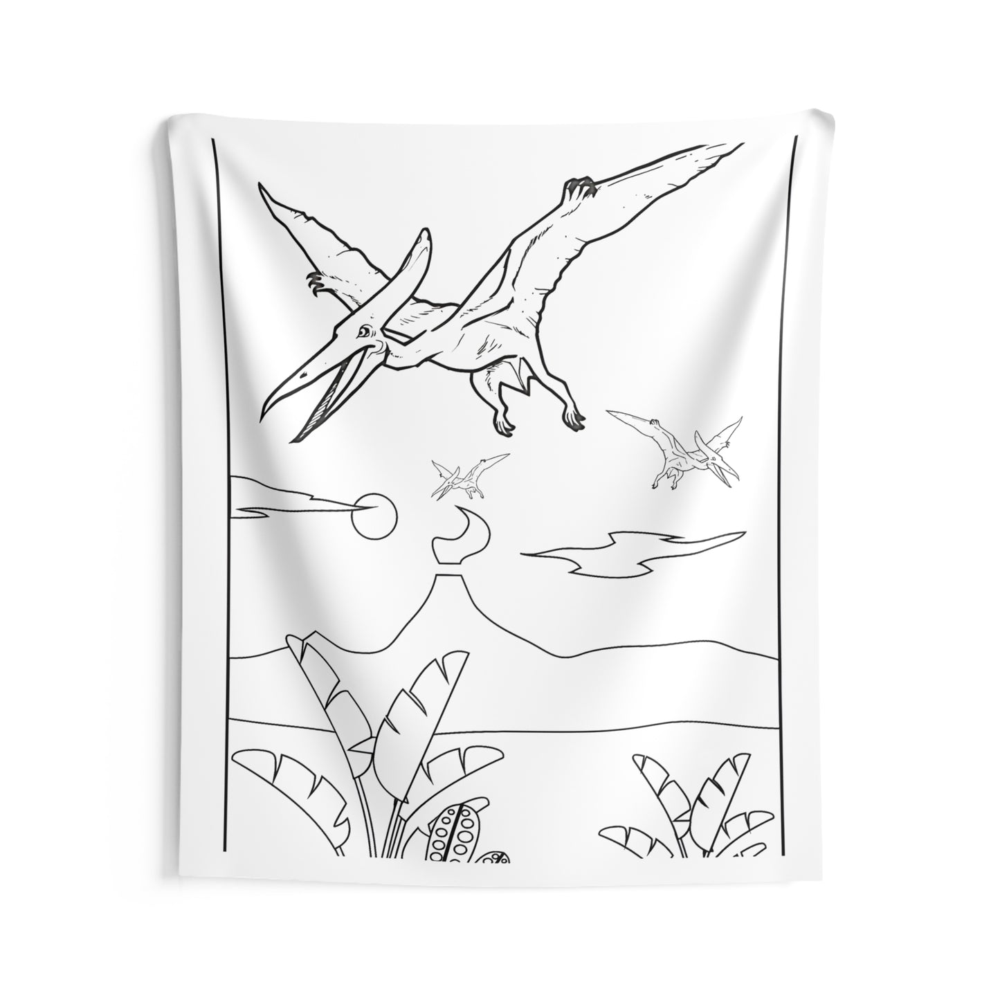 Indoor Wall Tapestries Coloring Kit with 10 Fabric Markers - Pterodactyls