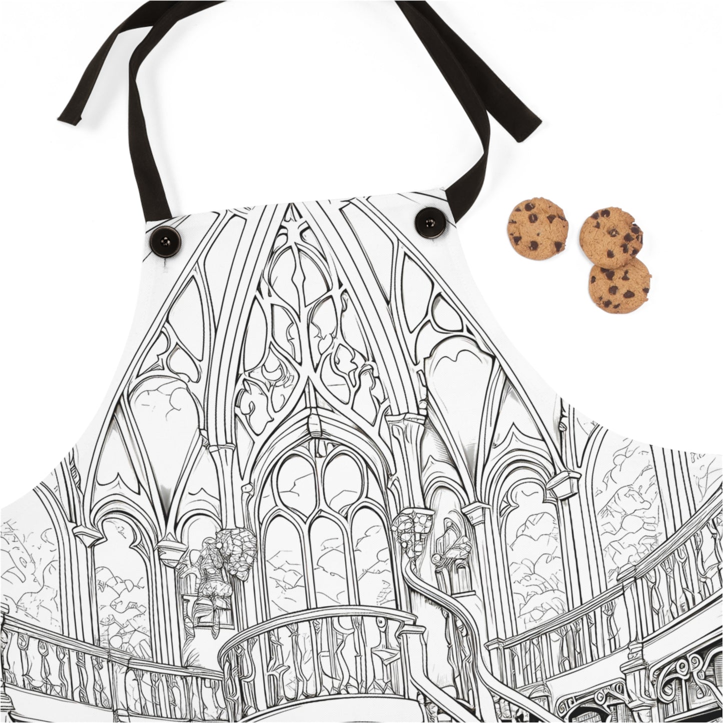 Apron Coloring Kit with 10 Fabric Markers - Library Interior