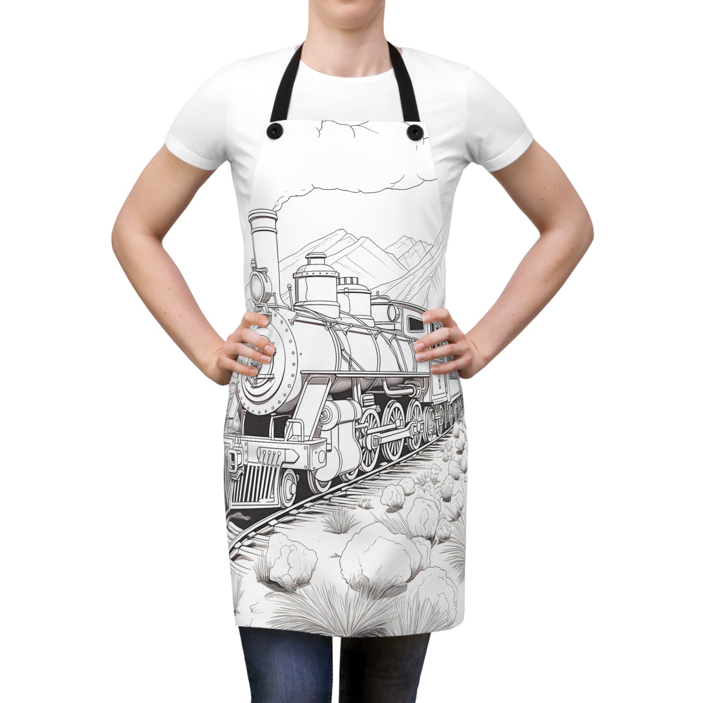 Apron Coloring Kit with 10 Fabric Markers - Steam Train