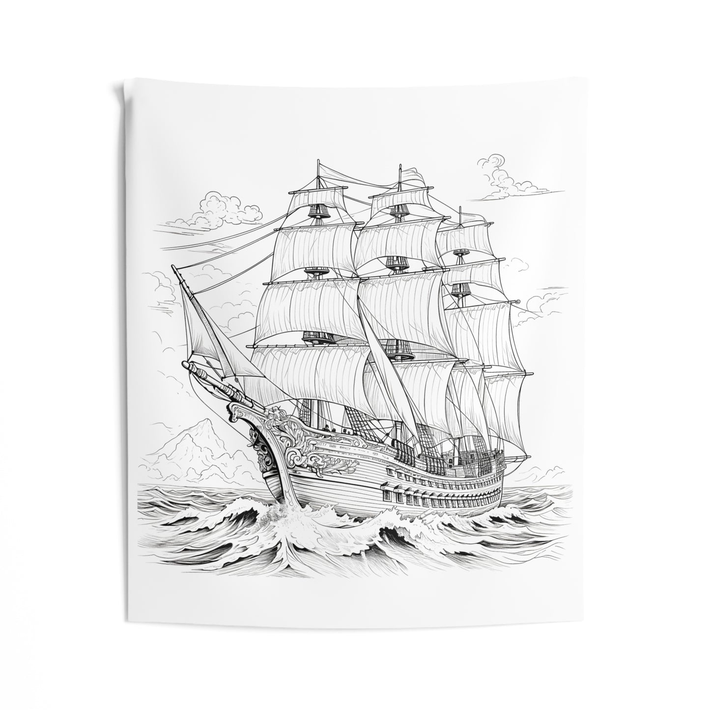 Indoor Wall Tapestries Coloring Kit with 10 Fabric Markers - Sailing Ship