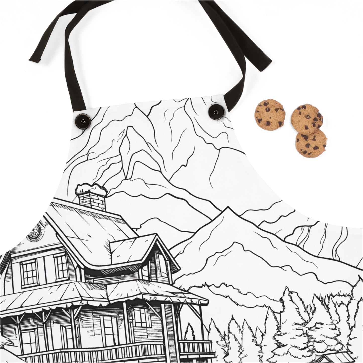 Apron Coloring Kit with 10 Fabric Markers - Mountain Cabin