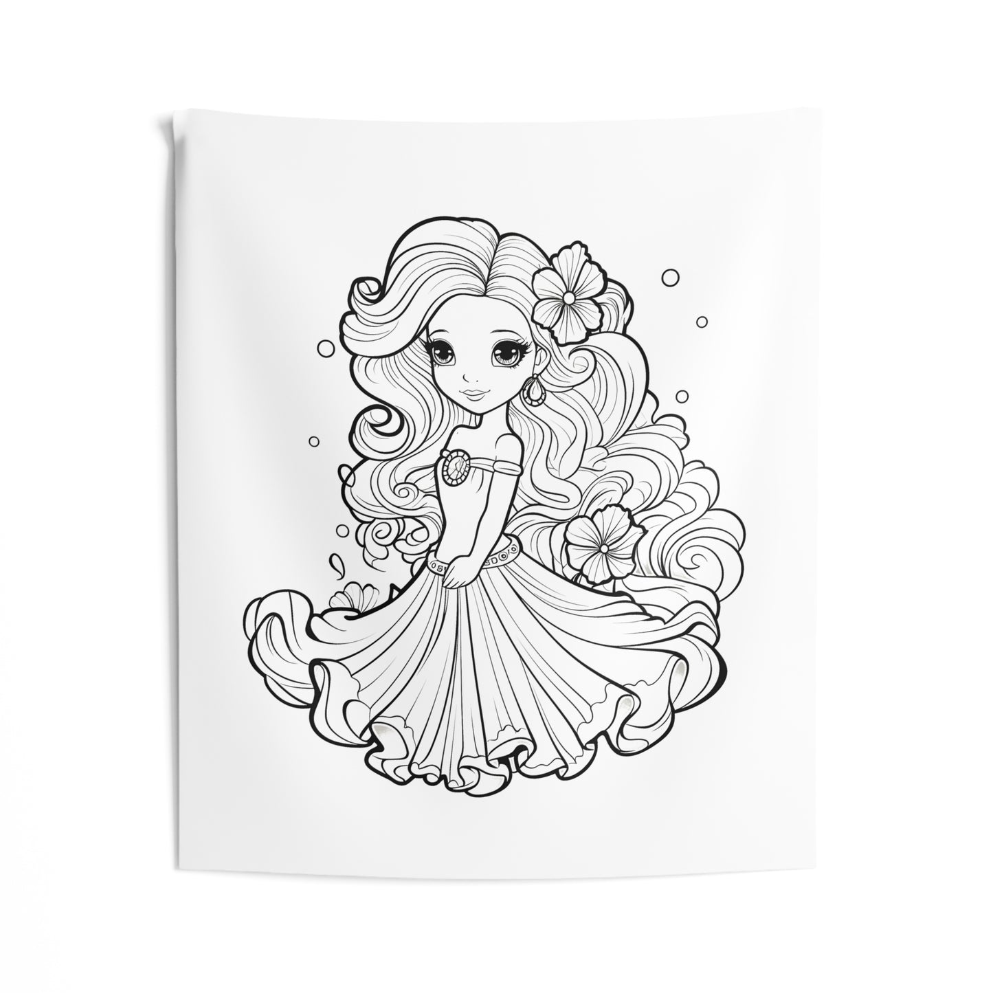 Indoor Wall Tapestries Coloring Kit with 10 Fabric Markers - Flower Princess