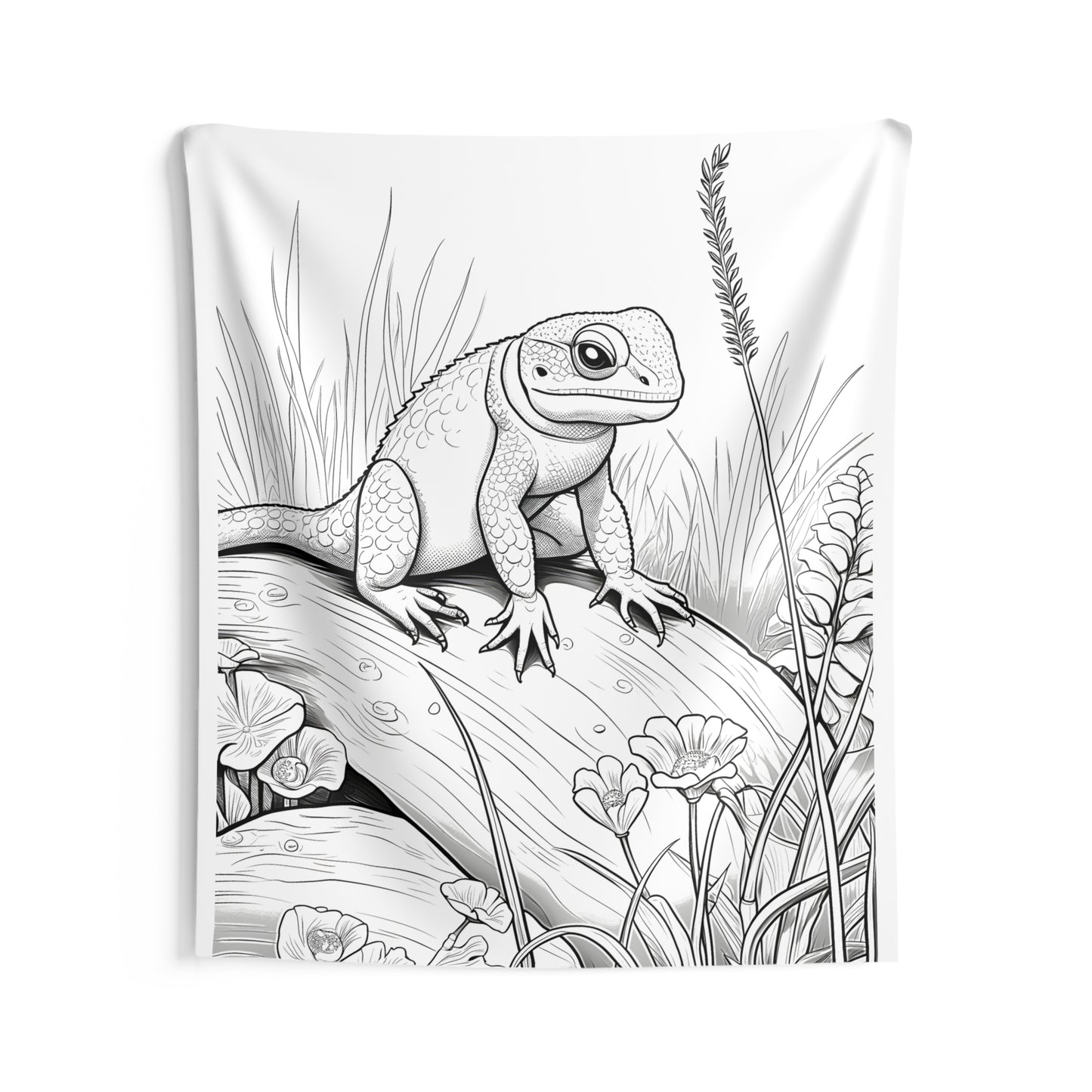 Indoor Wall Tapestries Coloring Kit with 10 Fabric Markers - Lizard in Nature